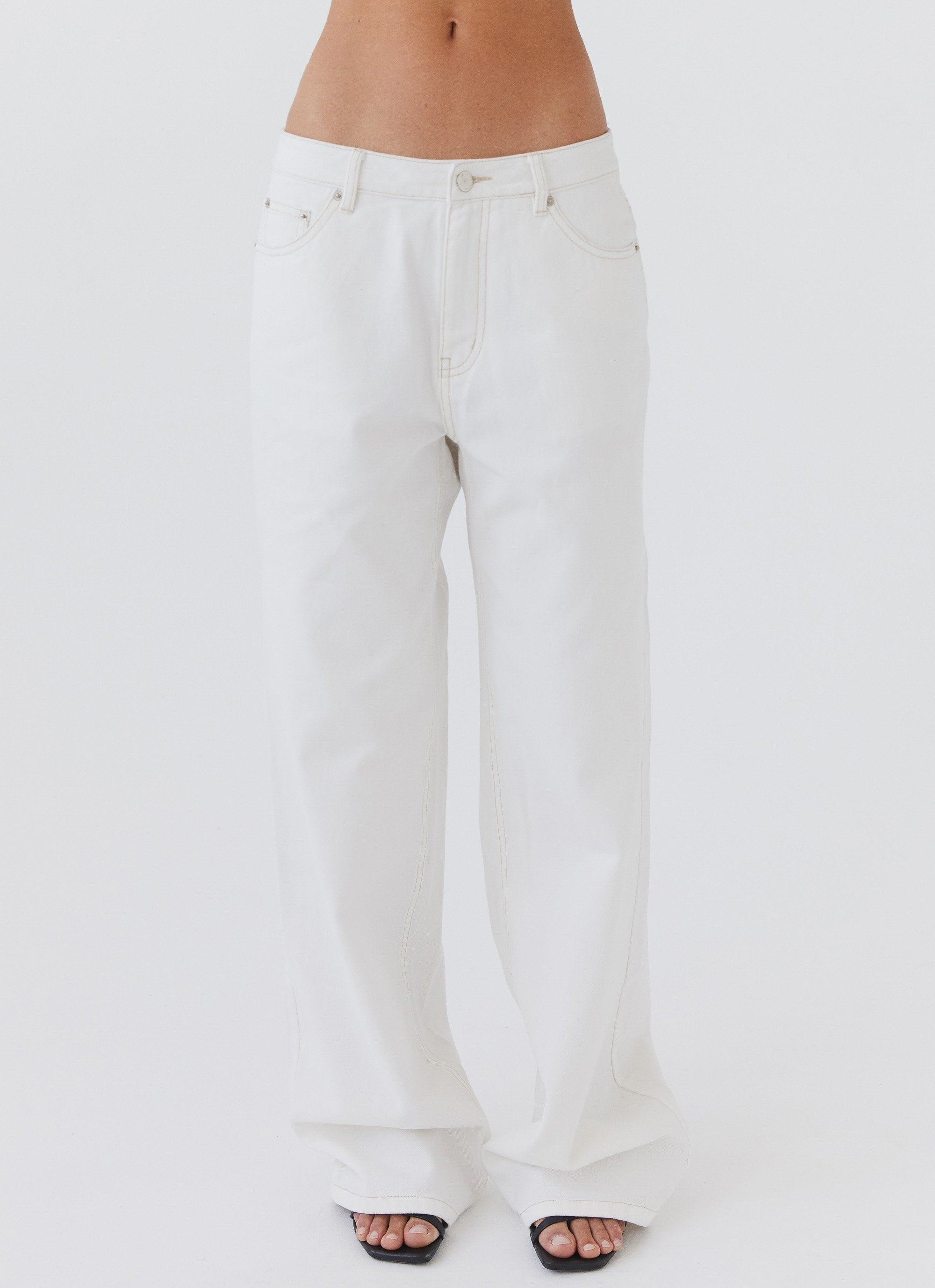 Keanna Low Rise Denim Jeans - Ivory-Sunny Prom. All rights reserved.