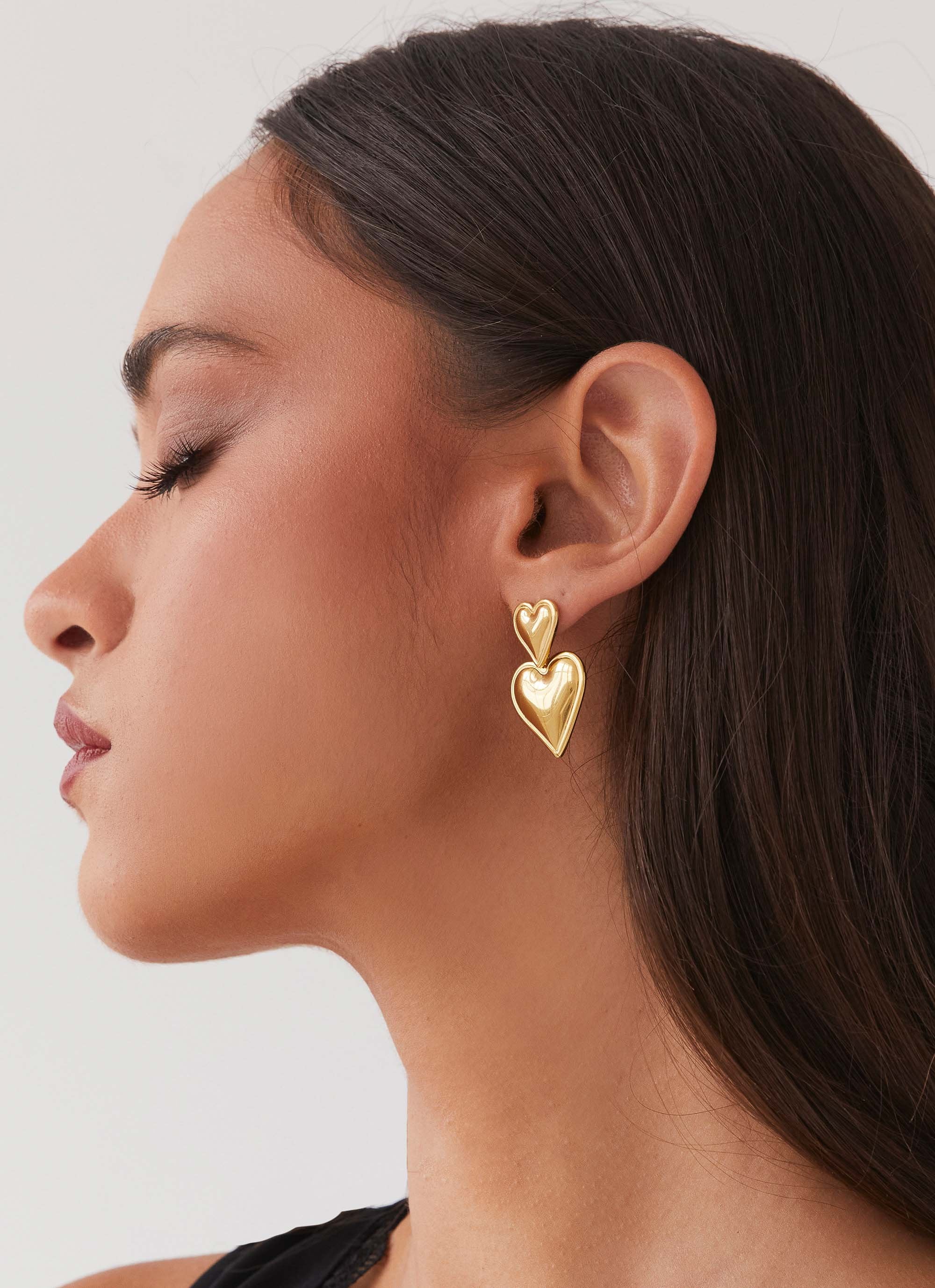 Diah Heart Earrings - Gold-Sunny Prom. All rights reserved.