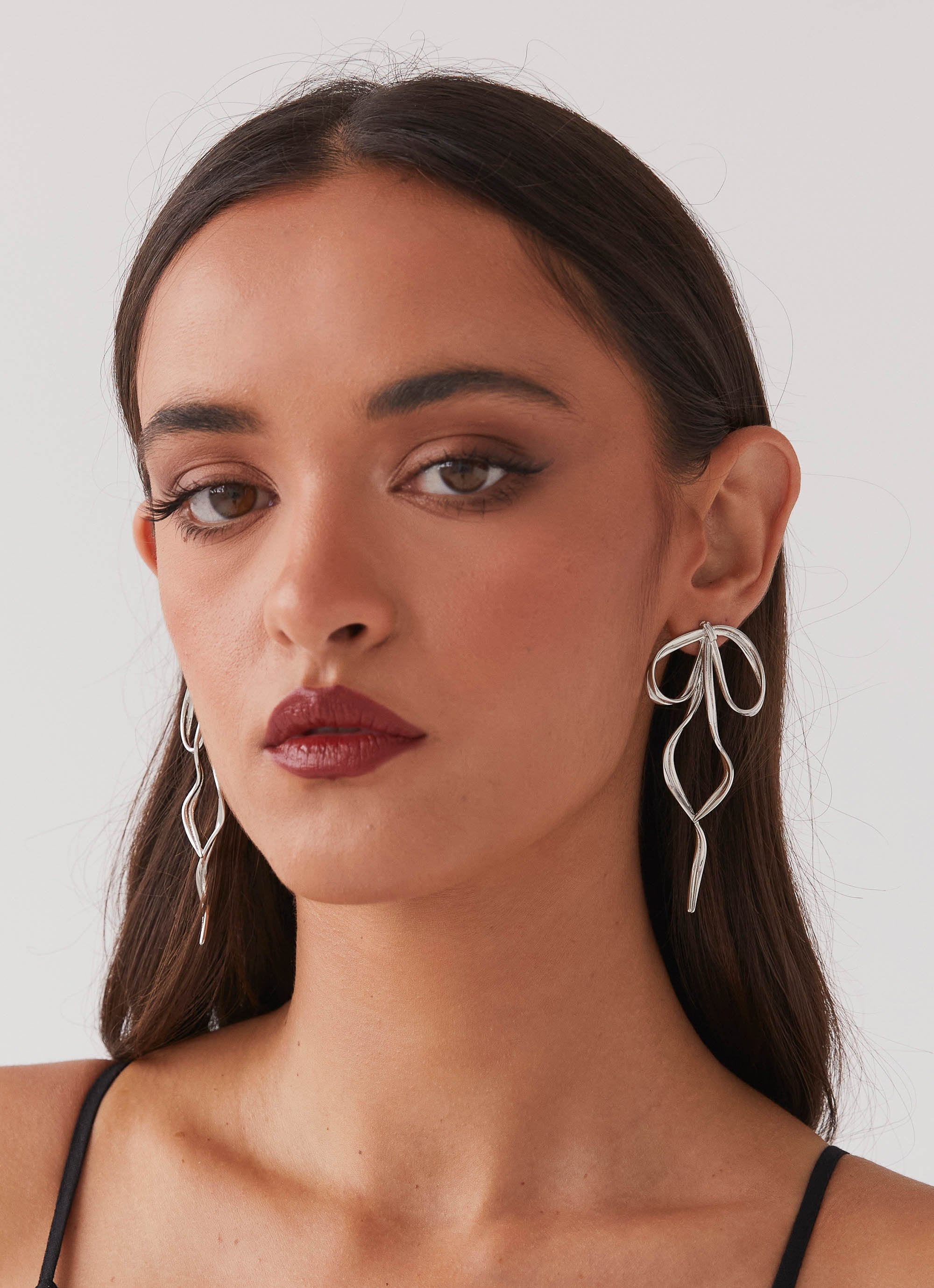 Diana Bow Earrings - Silver-Sunny Prom. All rights reserved.