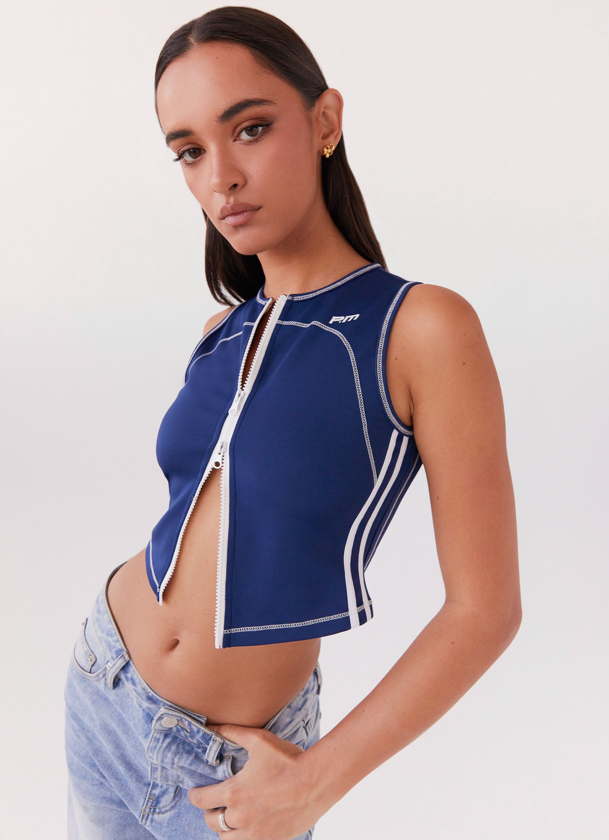 Game Face Sleeveless Top - Space Blue-Sunny Prom. All rights reserved.