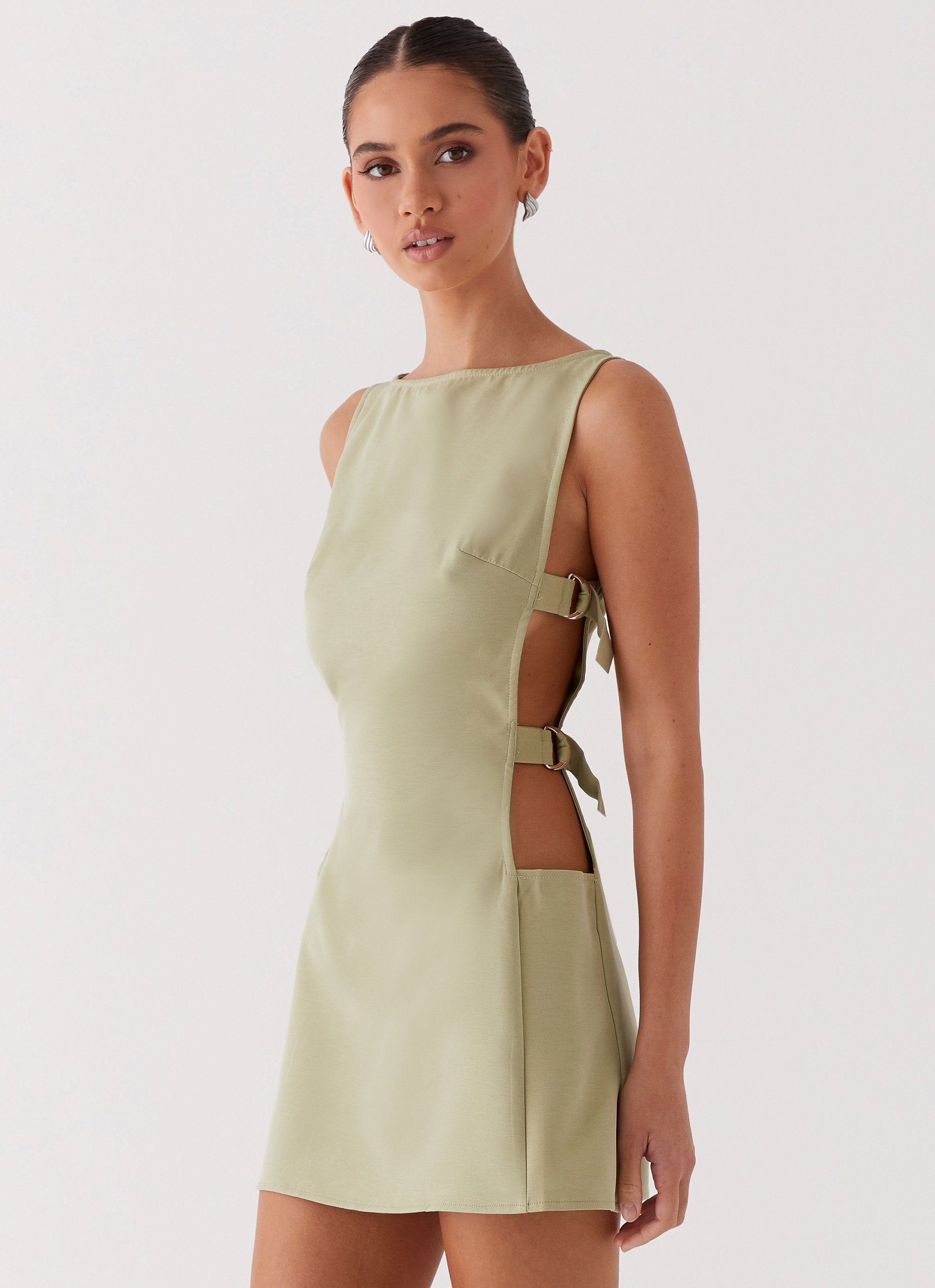 Cherish You Buckle Mini Dress - Olive-Sunny Prom. All rights reserved.