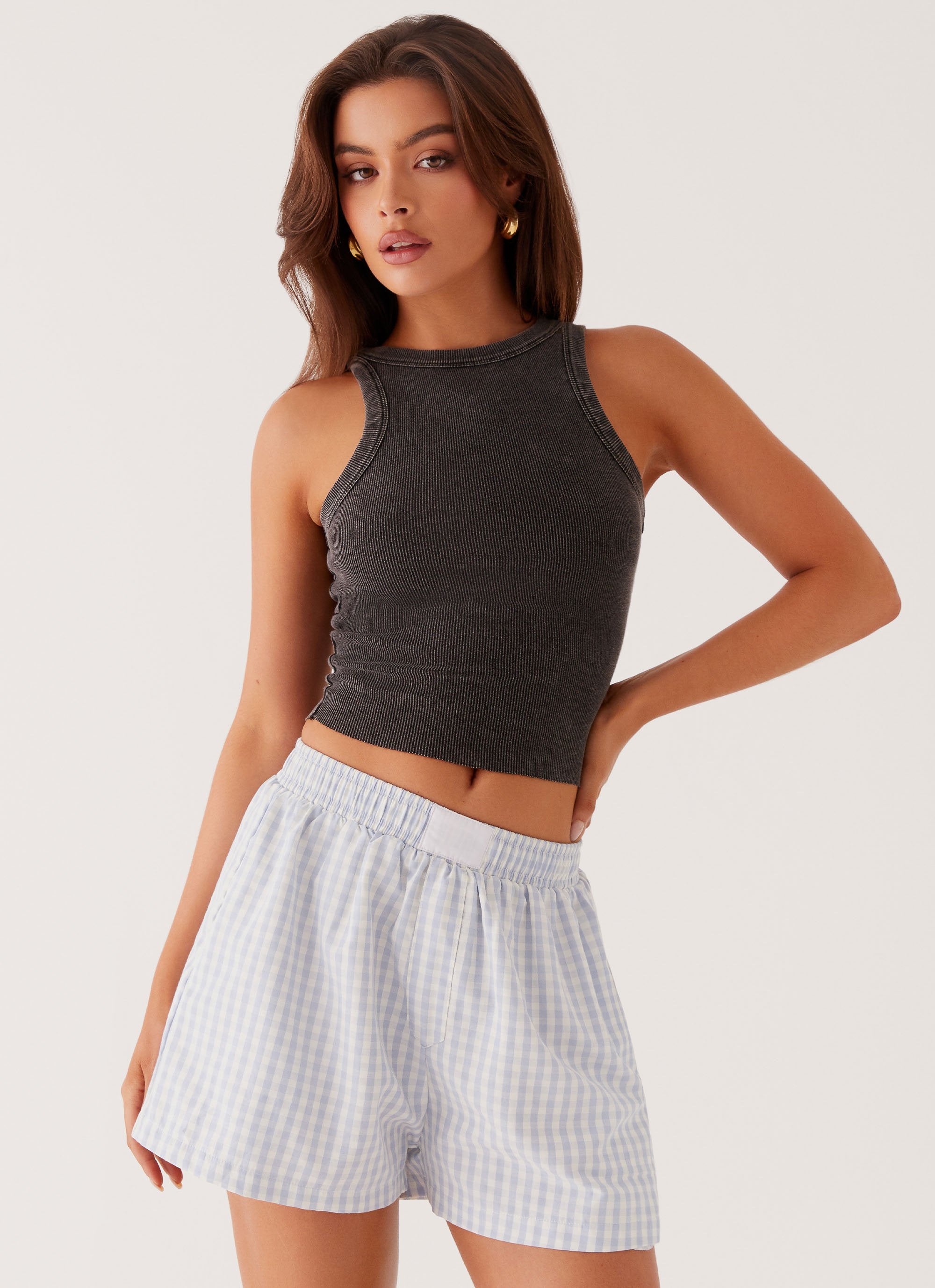 Brightwell Boxer Shorts - Blue Gingham-Sunny Prom. All rights reserved.