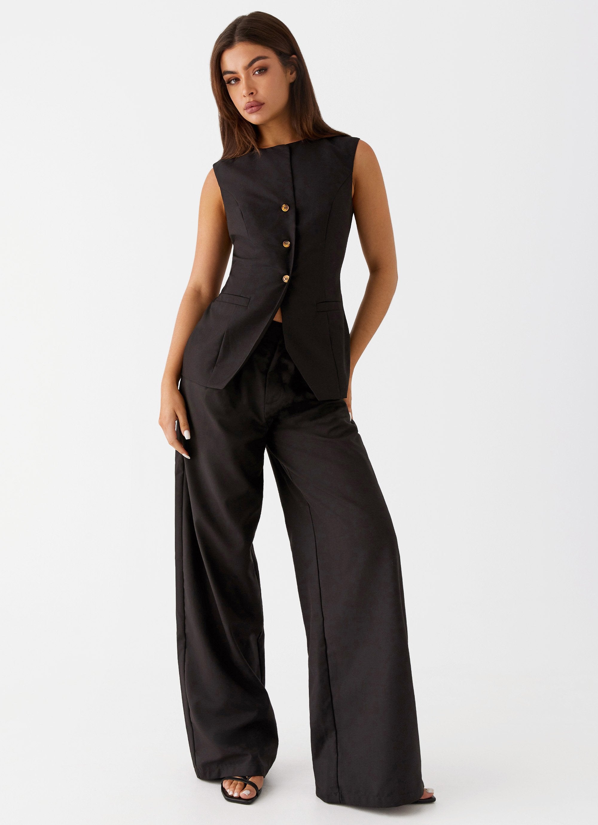 Siena Style Tailored Pants - Black-Sunny Prom. All rights reserved.