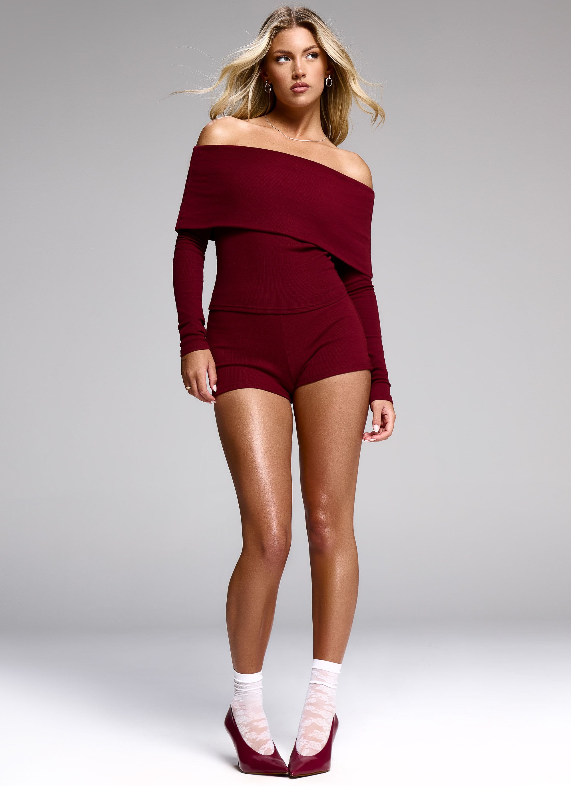 Spectate Mini Shorts - Maroon-Sunny Prom. All rights reserved.