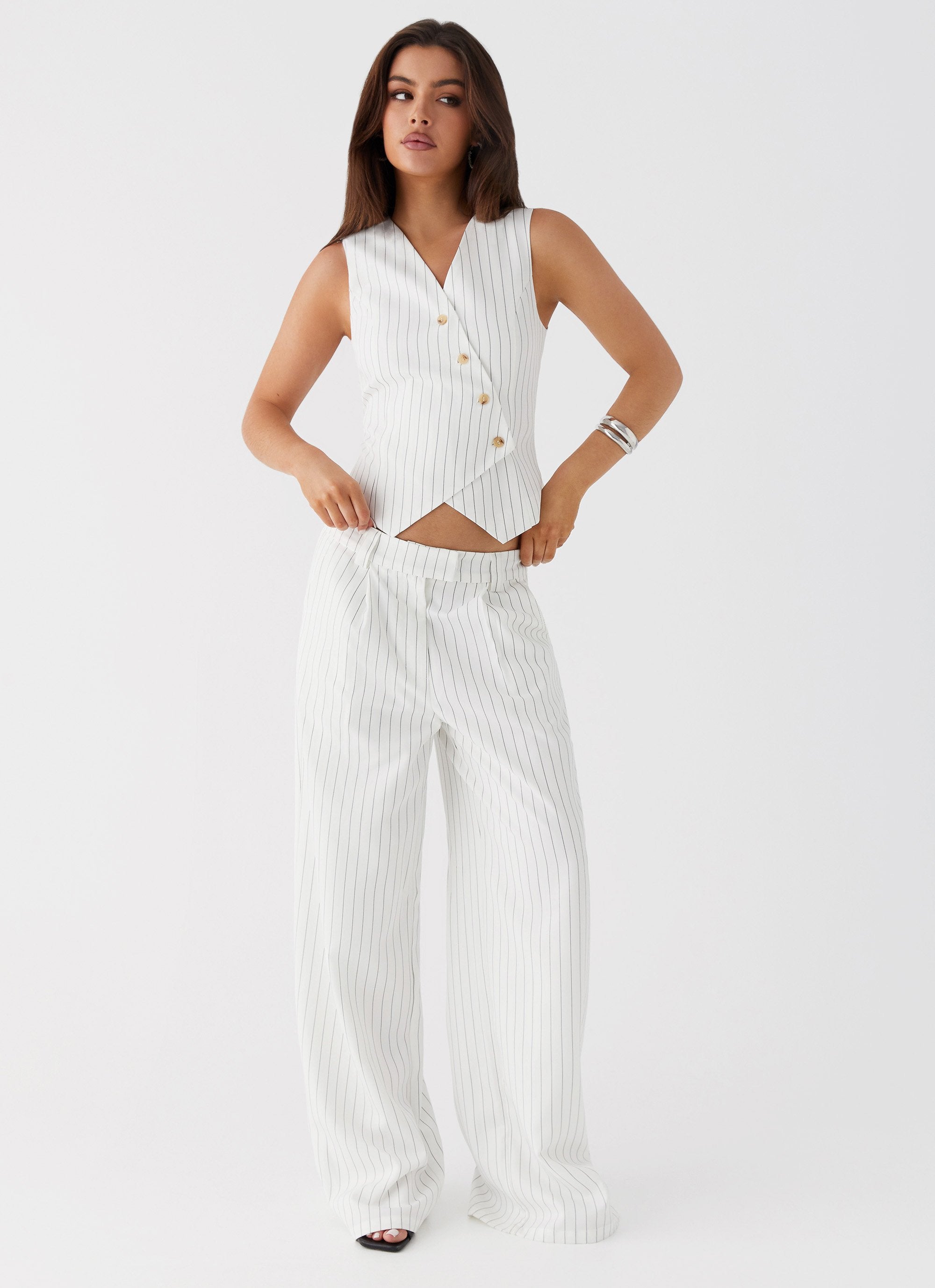 Midnight City Suit Pants - White Pinstripe-Sunny Prom. All rights reserved.
