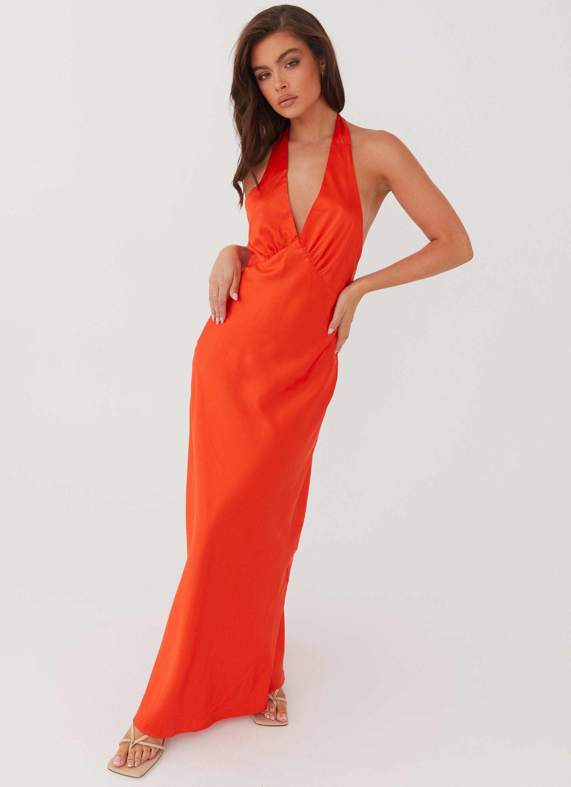 Heavy Hearted Satin Maxi Dress - Sunset-Sunny Prom. All rights reserved.