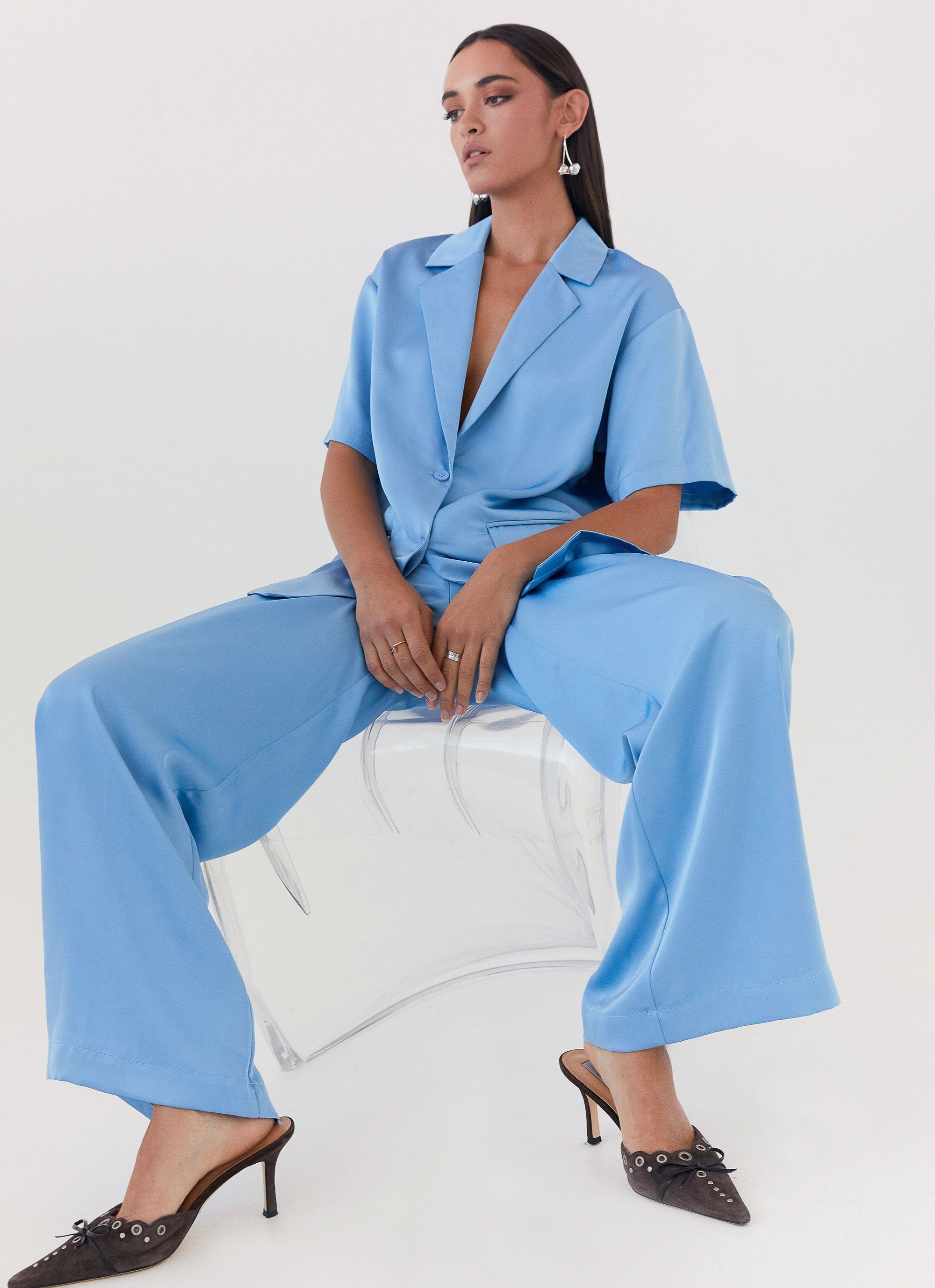 Brinkley Satin Pants - Blue-Sunny Prom. All rights reserved.