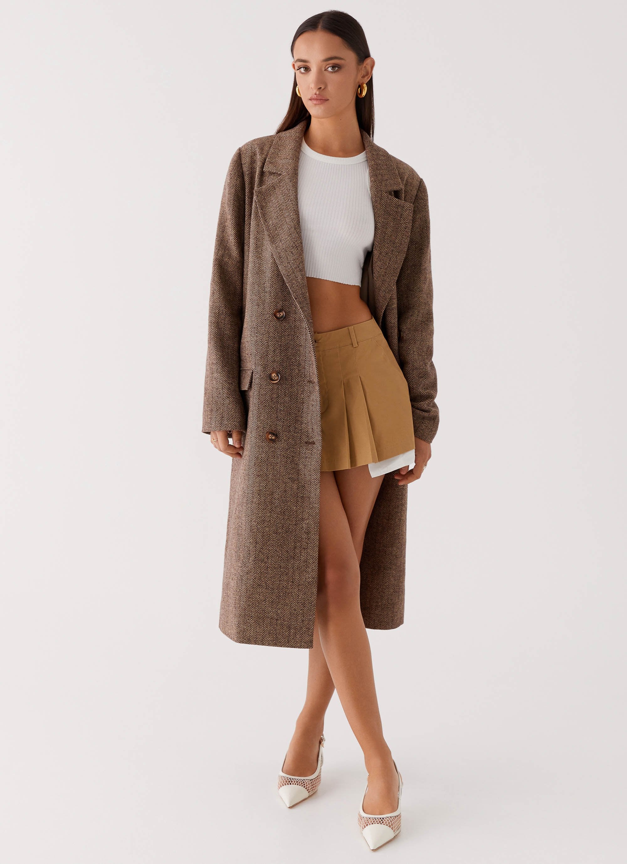 Since Way Back Longline Coat - Brown-Sunny Prom. All rights reserved.
