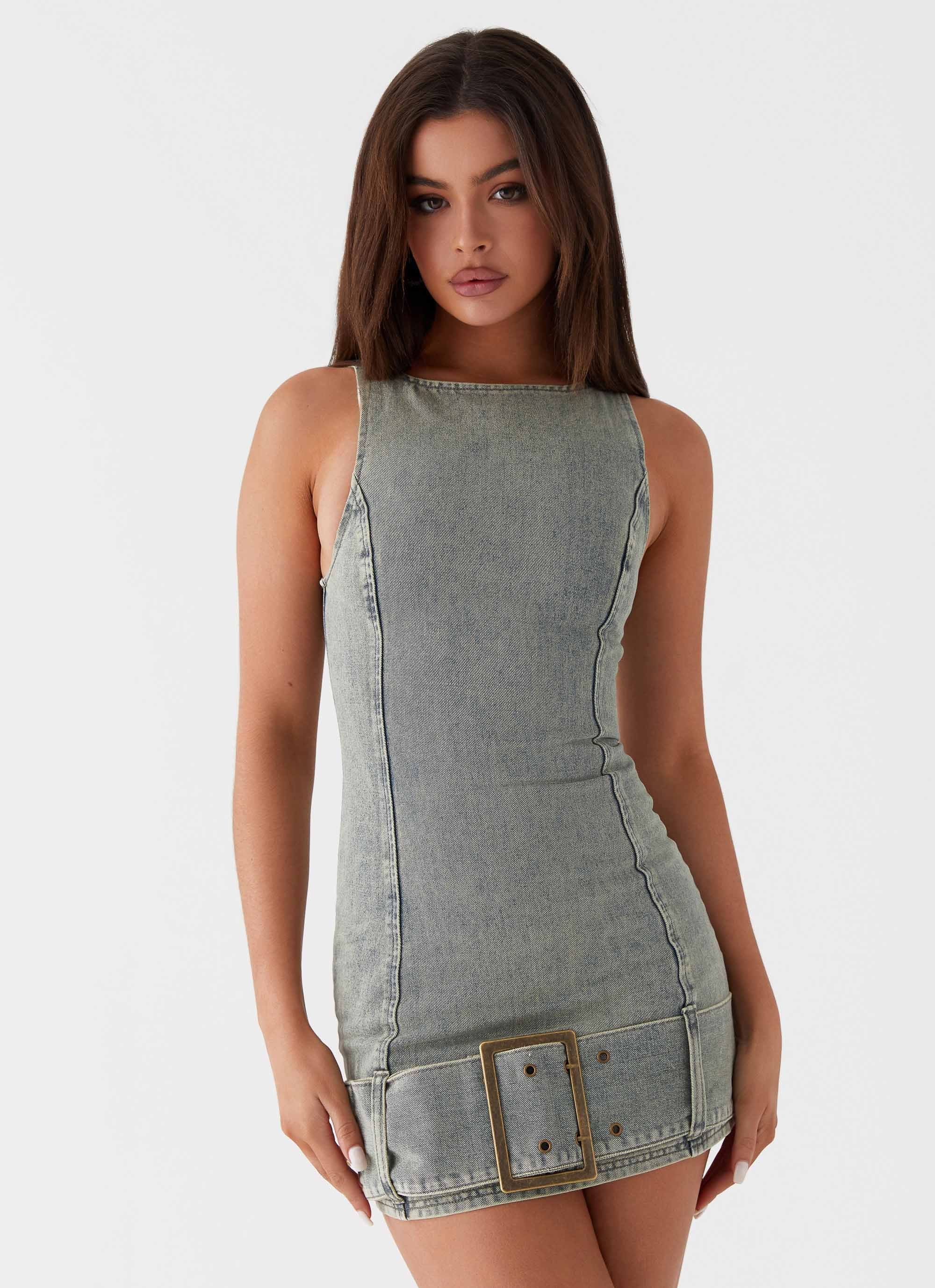 Dark Matter Mini Dress - Washed Denim-Sunny Prom. All rights reserved.