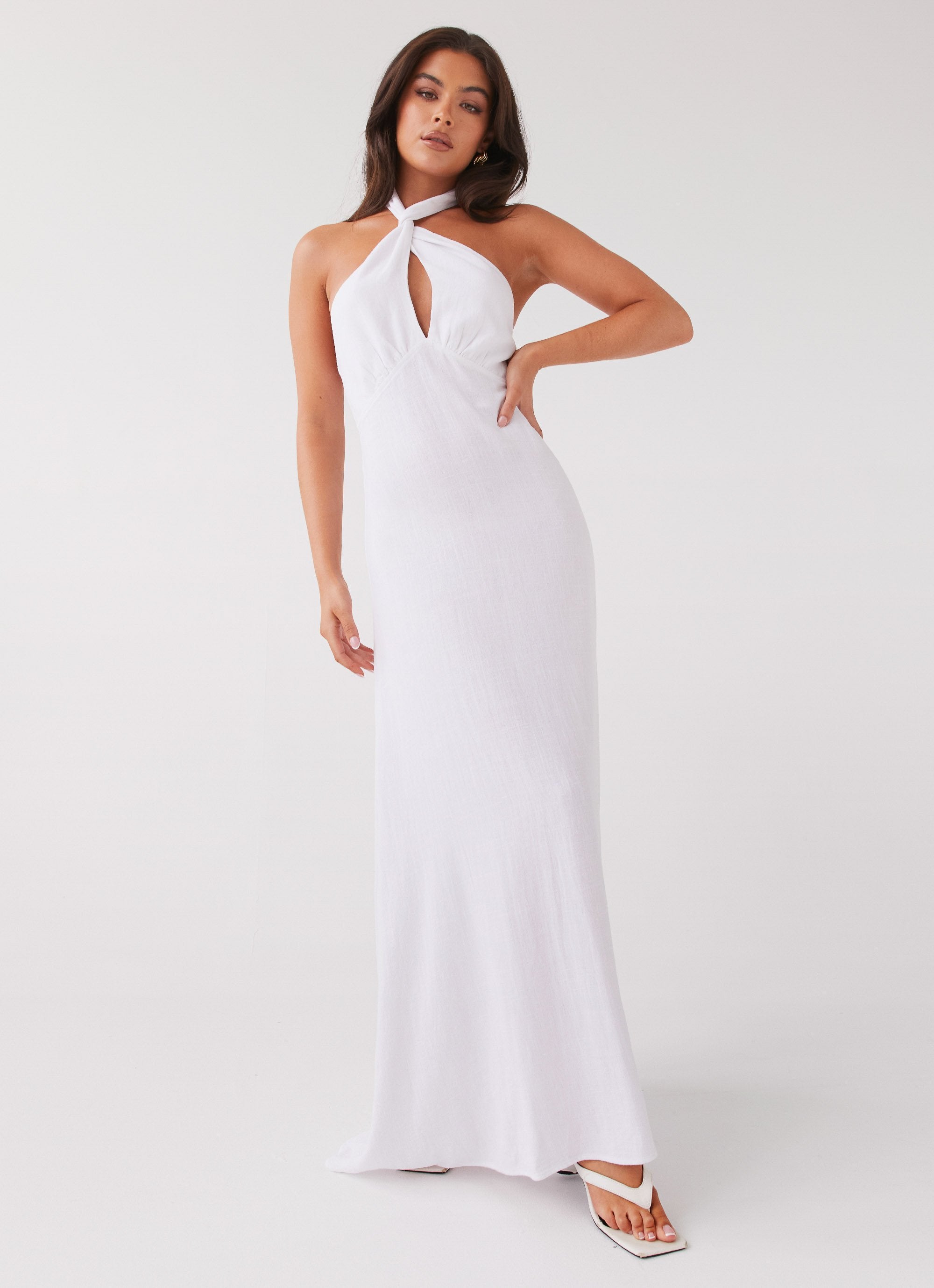 Adrienne Linen Maxi Dress - White-Sunny Prom. All rights reserved.