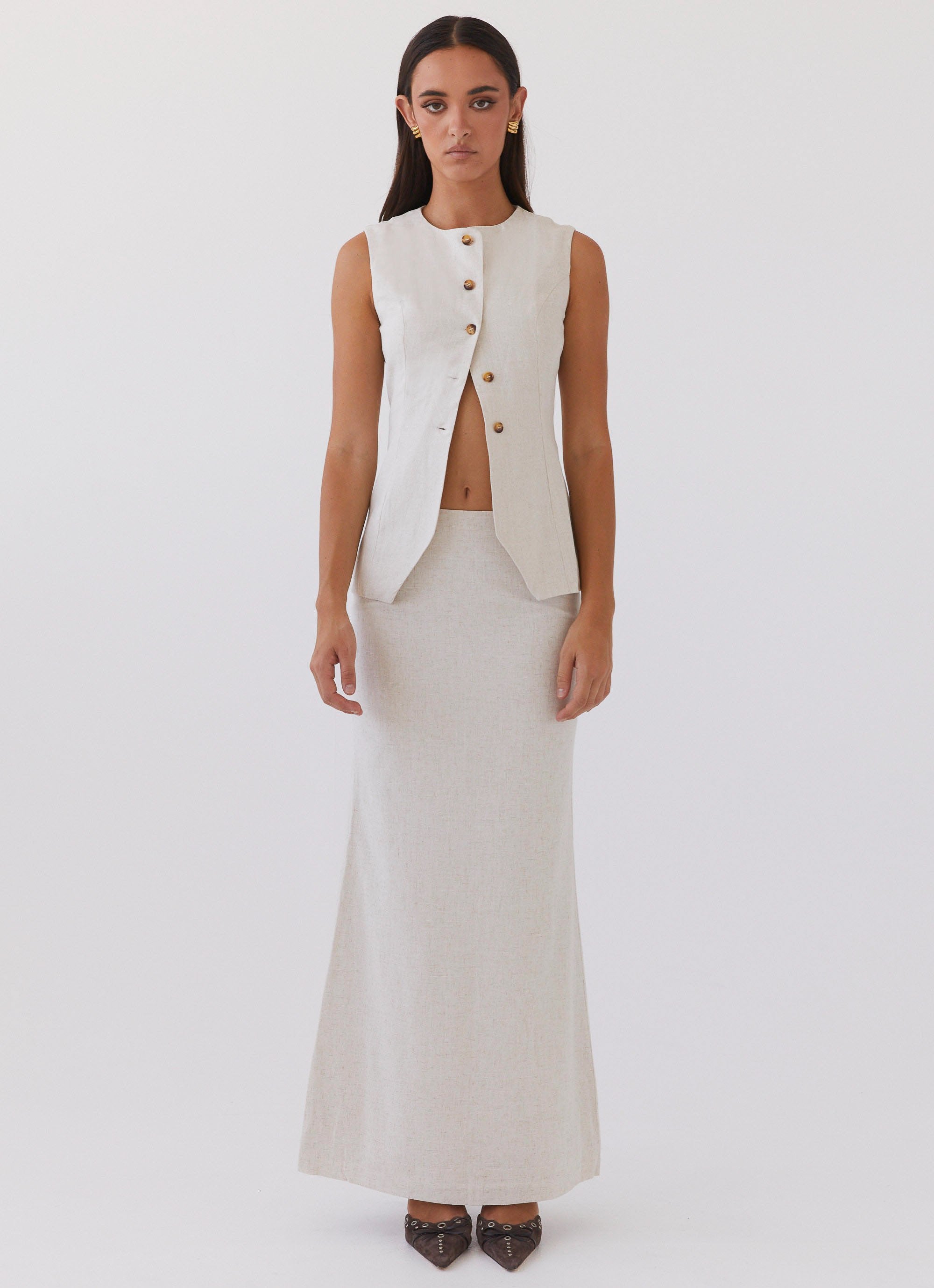 Born For Bordeaux Linen Midi Skirt - Oatmeal-Sunny Prom. All rights reserved.