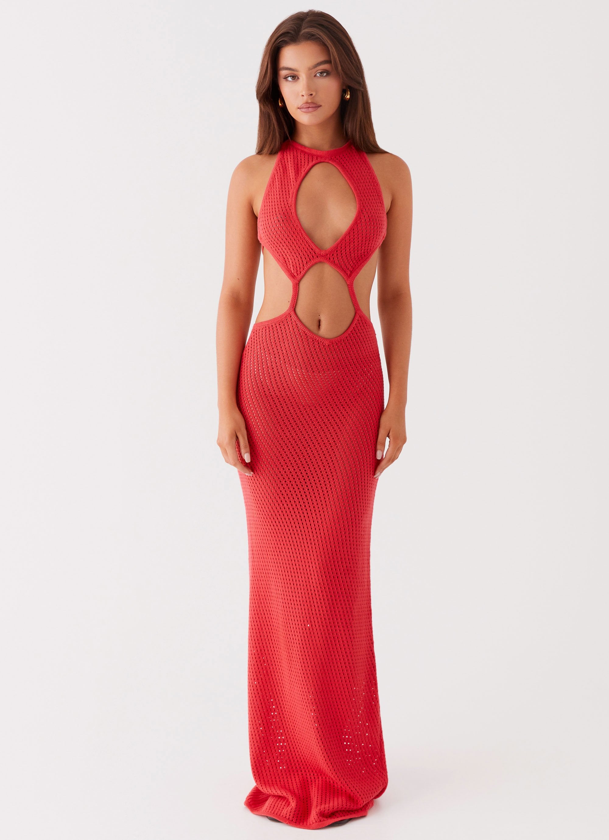 Caicos Crochet Maxi Dress - Red-Sunny Prom. All rights reserved.