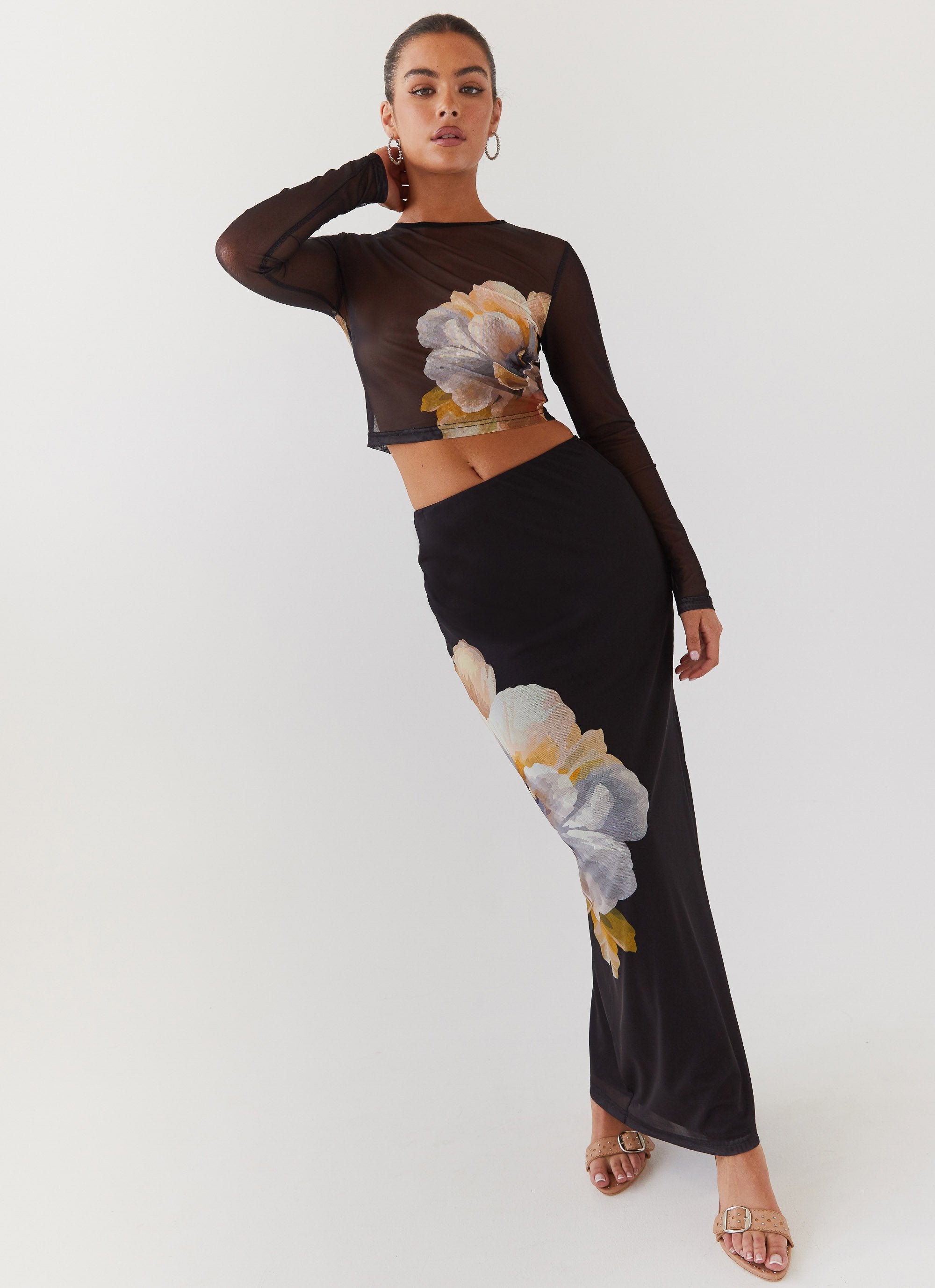 Chain Reaction Mesh Maxi Skirt - Black Orchid-Sunny Prom. All rights reserved.