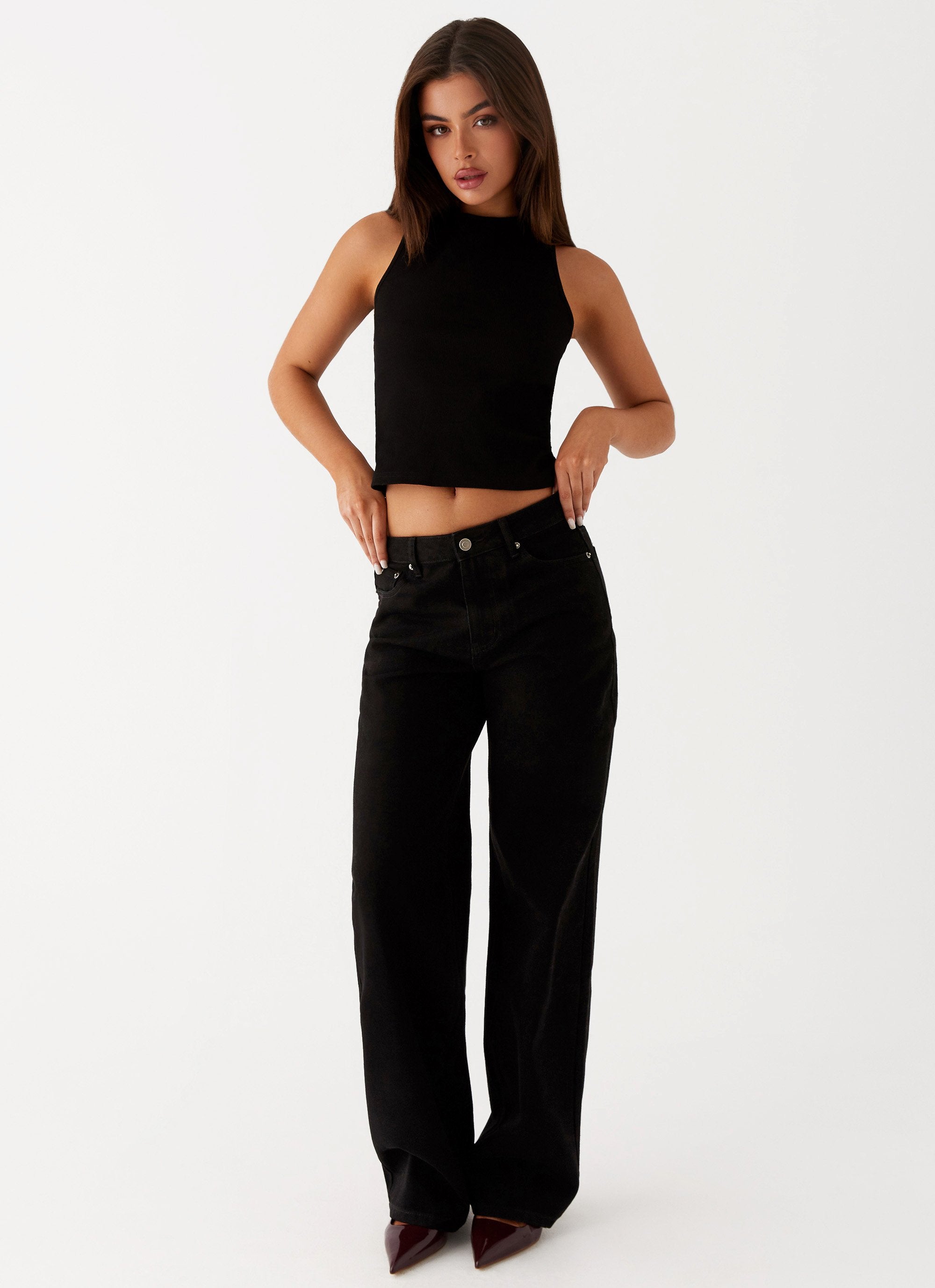 Keanna Low Rise Denim Jeans - Black-Sunny Prom. All rights reserved.