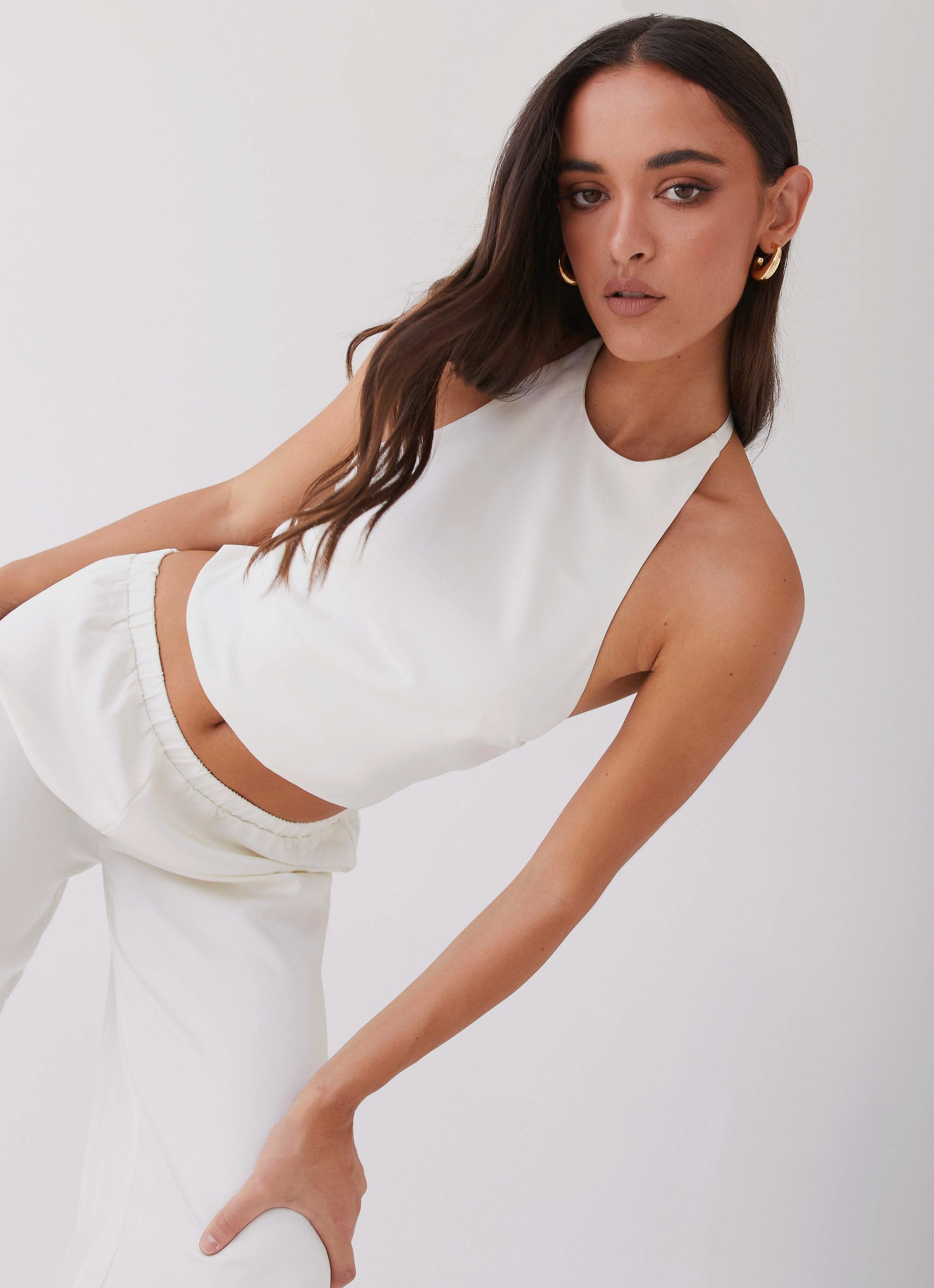 Bree Satin Halterneck Top - Pearl-Sunny Prom. All rights reserved.