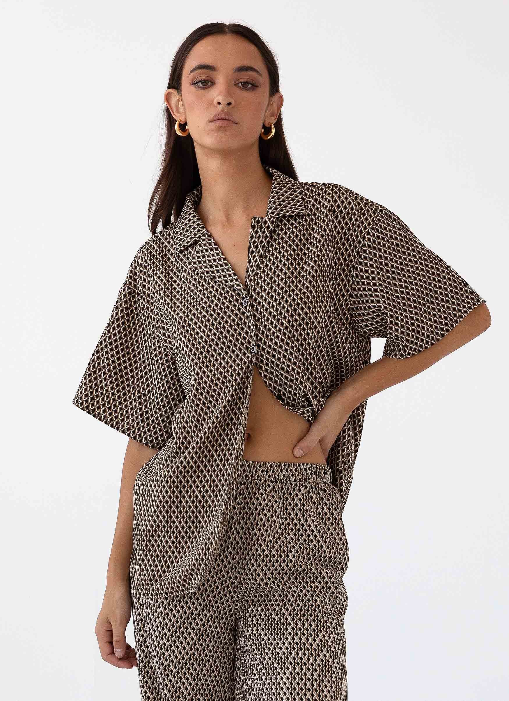 Bruno Oversized Shirt - Brown Geo-Sunny Prom. All rights reserved.