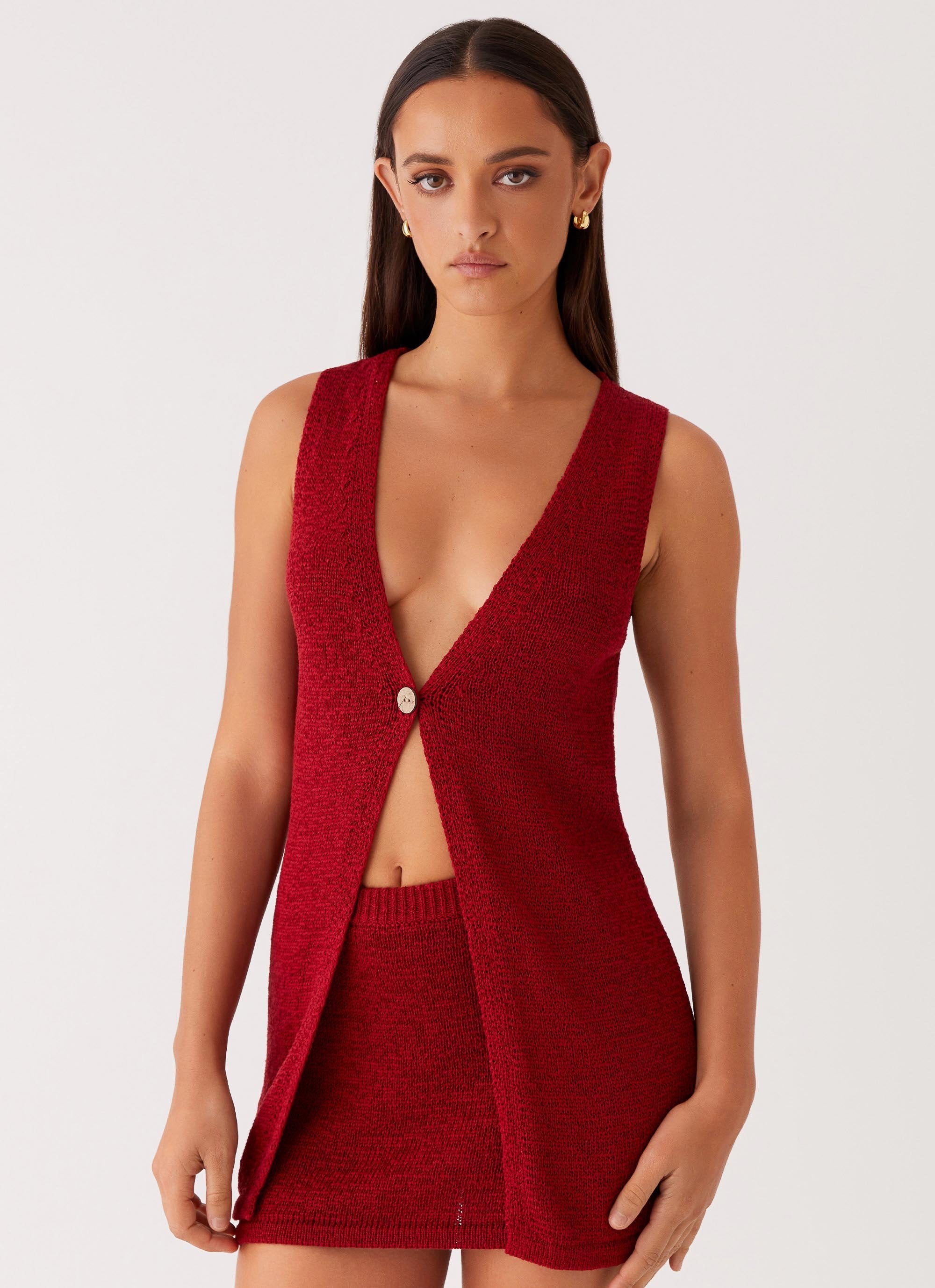 Capri Glow Knit Top - Maroon-Sunny Prom. All rights reserved.