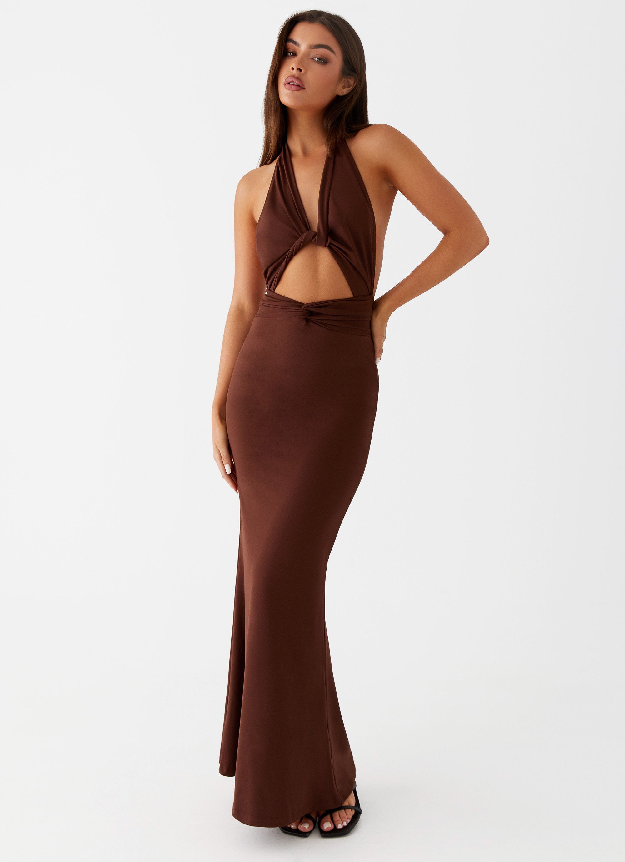 Carolina Twist Maxi Dress - Chocolate-Sunny Prom. All rights reserved.