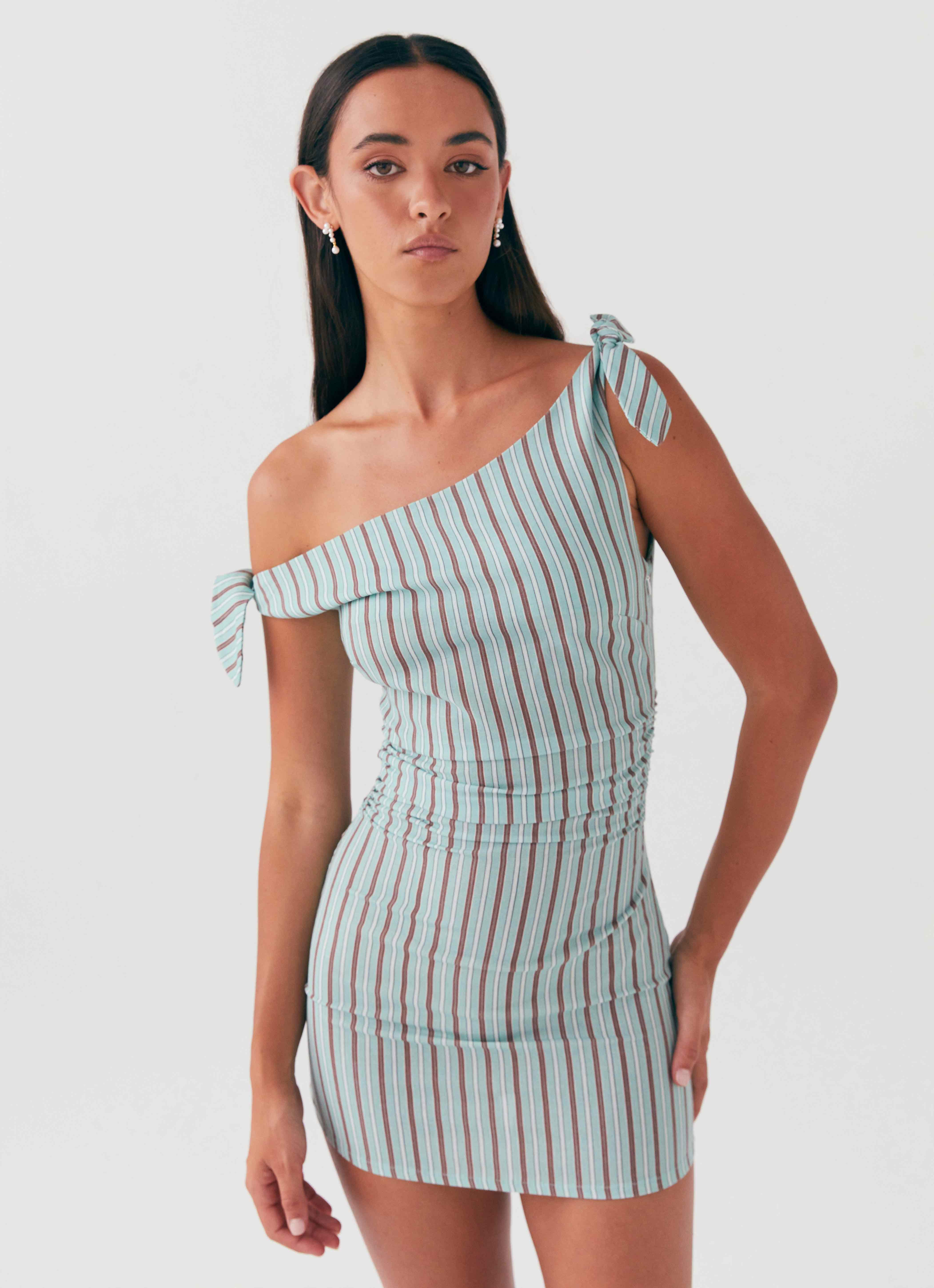 Amazonia Linen Mini Dress - Coastal Stripe-Sunny Prom. All rights reserved.