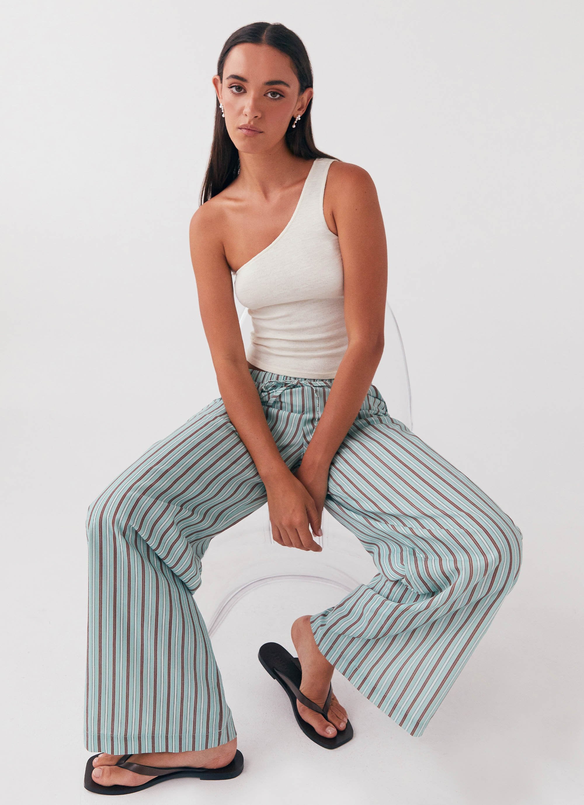 Fresh Face Linen Pants - Coastal Stripe-Sunny Prom. All rights reserved.