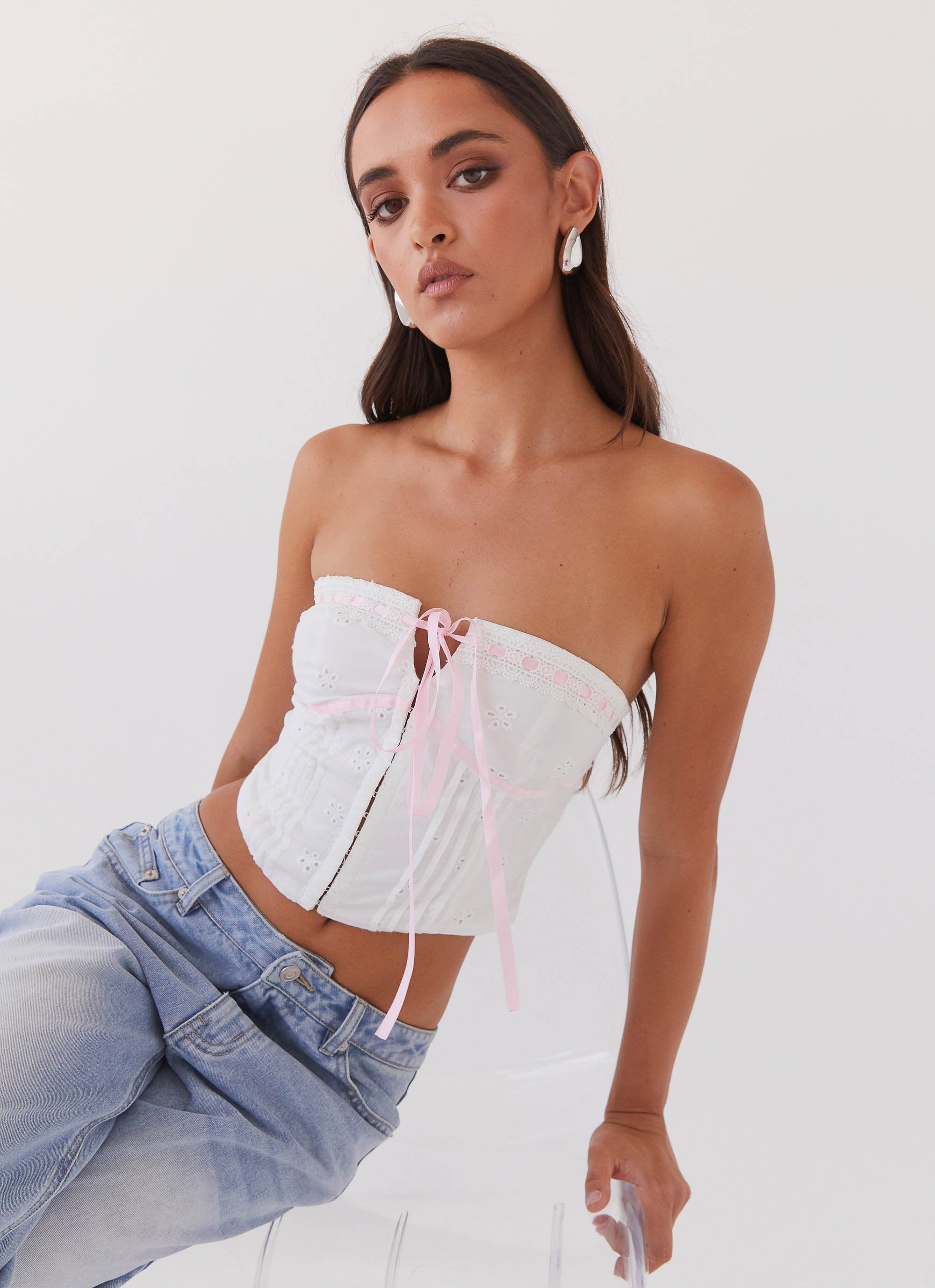 All My Affection Bustier Top - Pink Ribbon-Sunny Prom. All rights reserved.