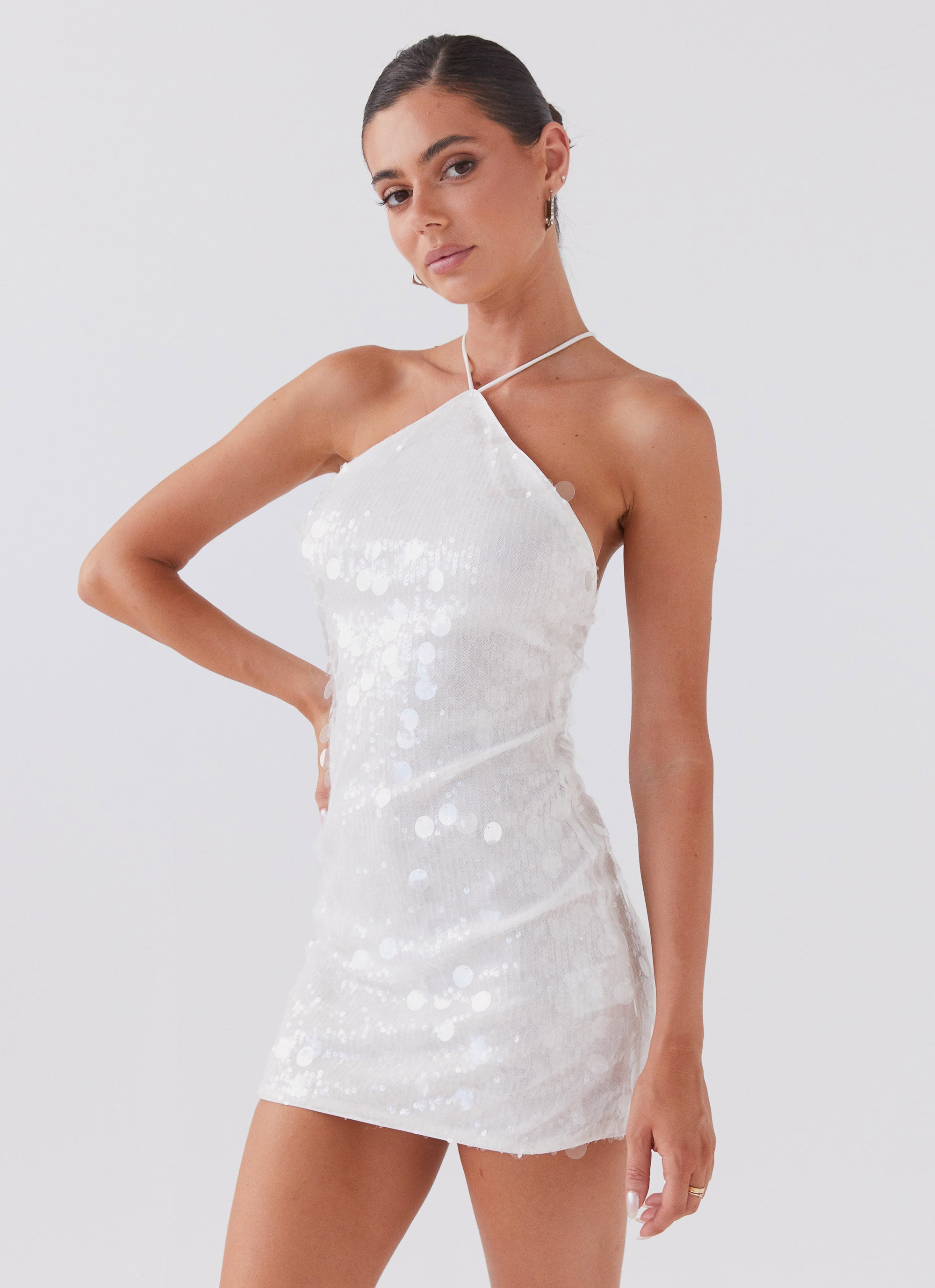 Glitz And Glamour Sequin Mini Dress - Crystal Cloud-Sunny Prom. All rights reserved.