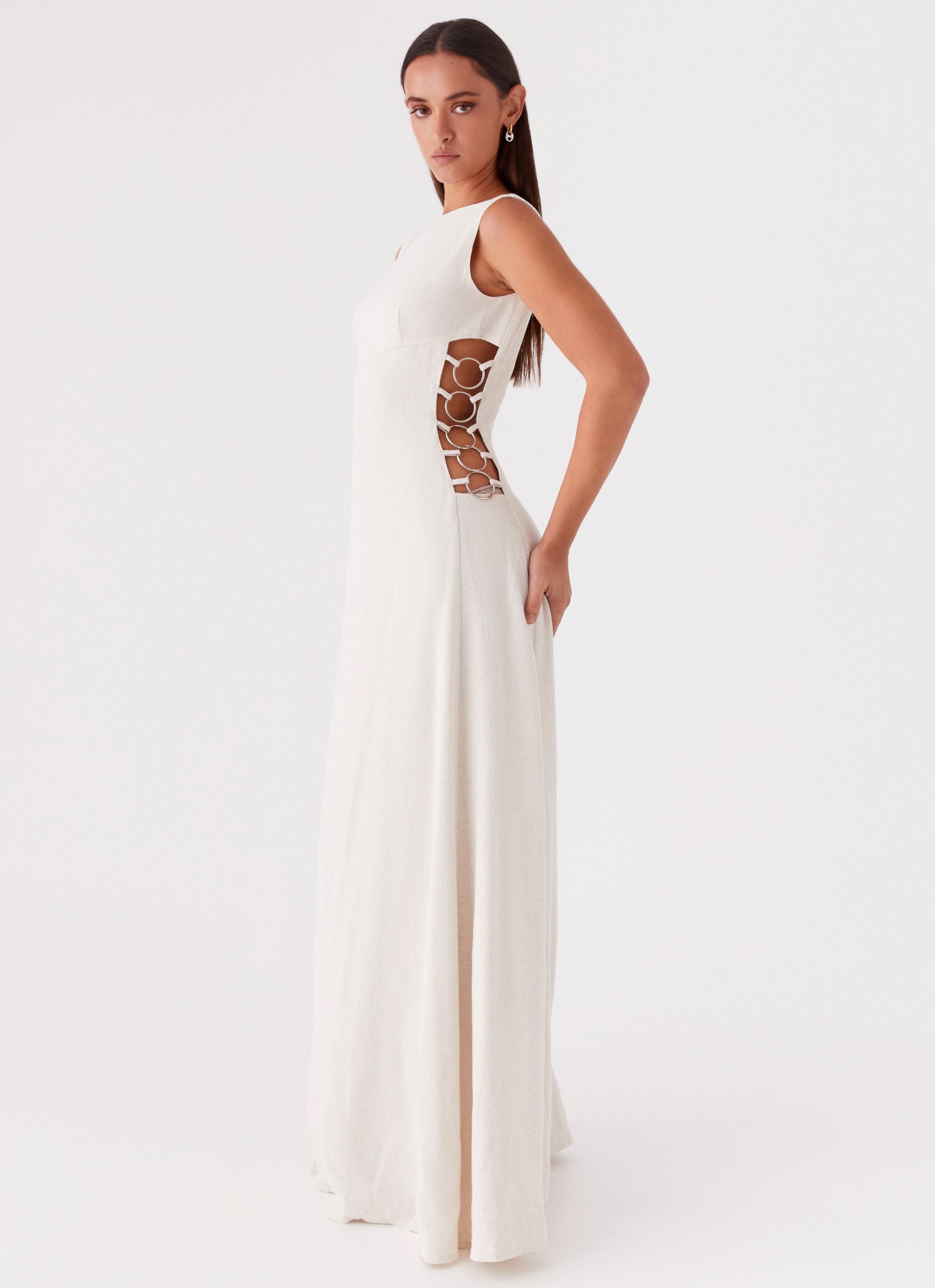 Catherine Linen Maxi Dress - Oatmeal-Sunny Prom. All rights reserved.