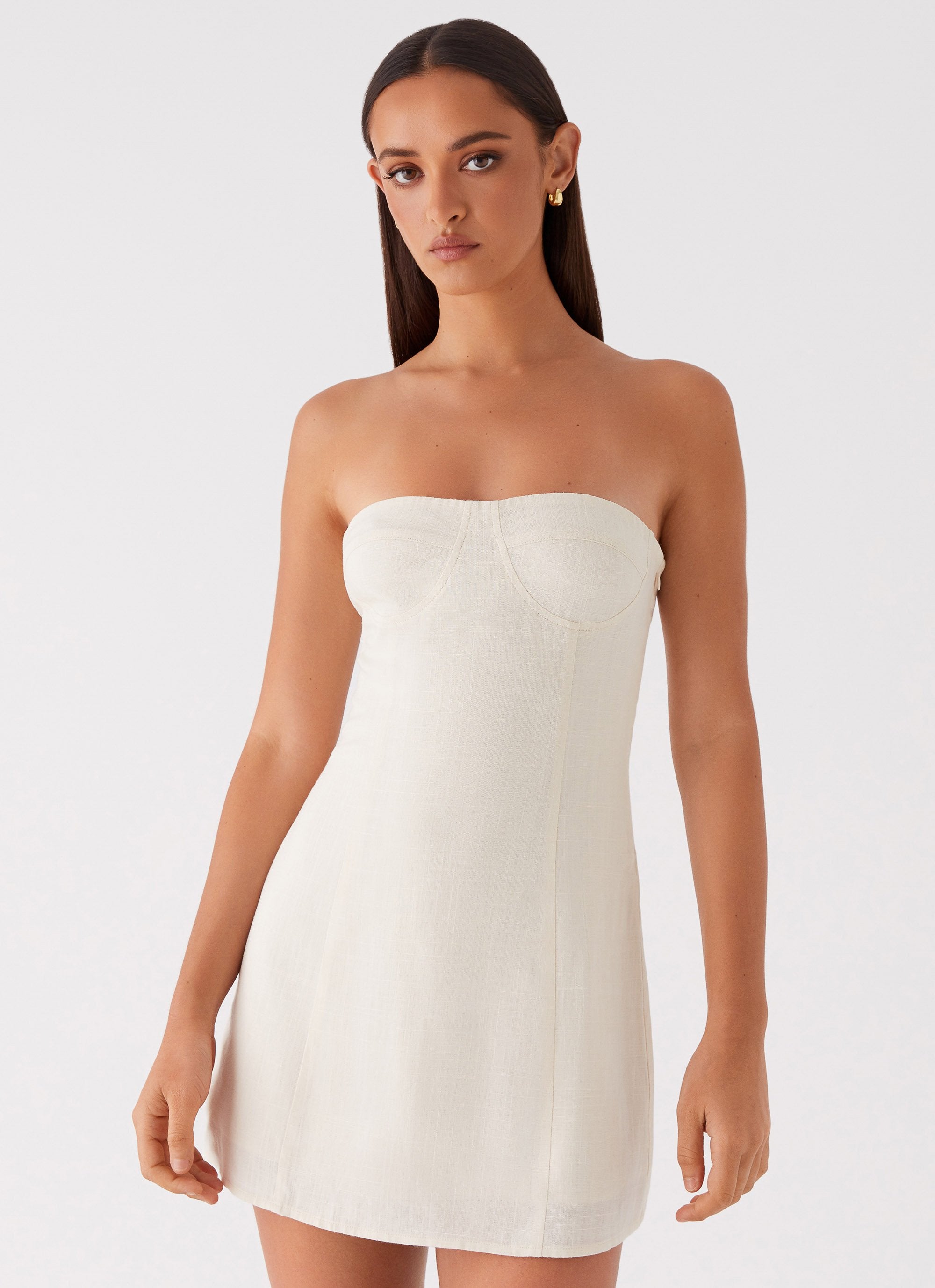 Do It That Way Linen Mini Dress - Ivory-Sunny Prom. All rights reserved.