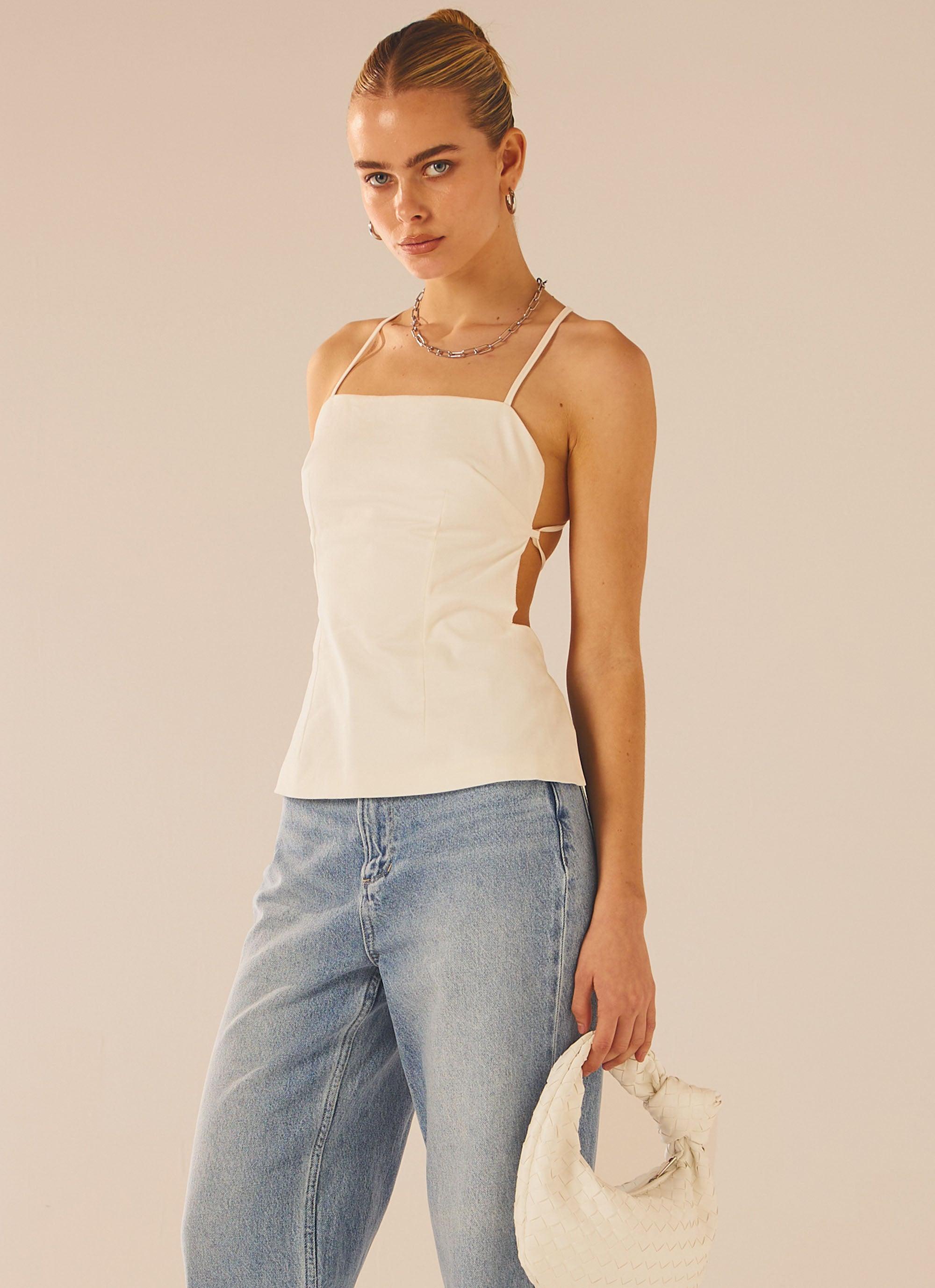 Out Of Control Apron Top - White-Sunny Prom. All rights reserved.