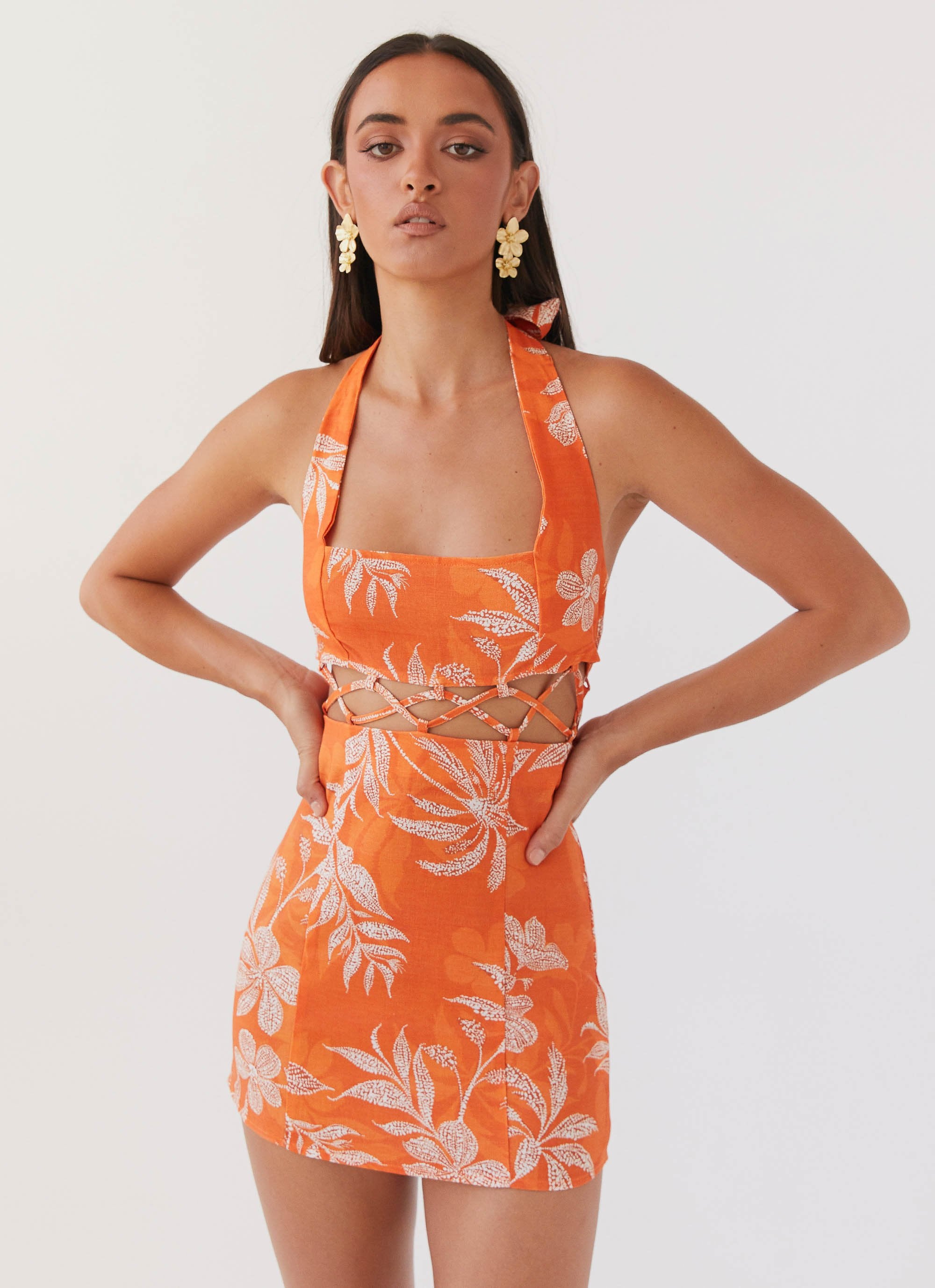 Lyra Linen Mini Dress - Tropic Sunset-Sunny Prom. All rights reserved.