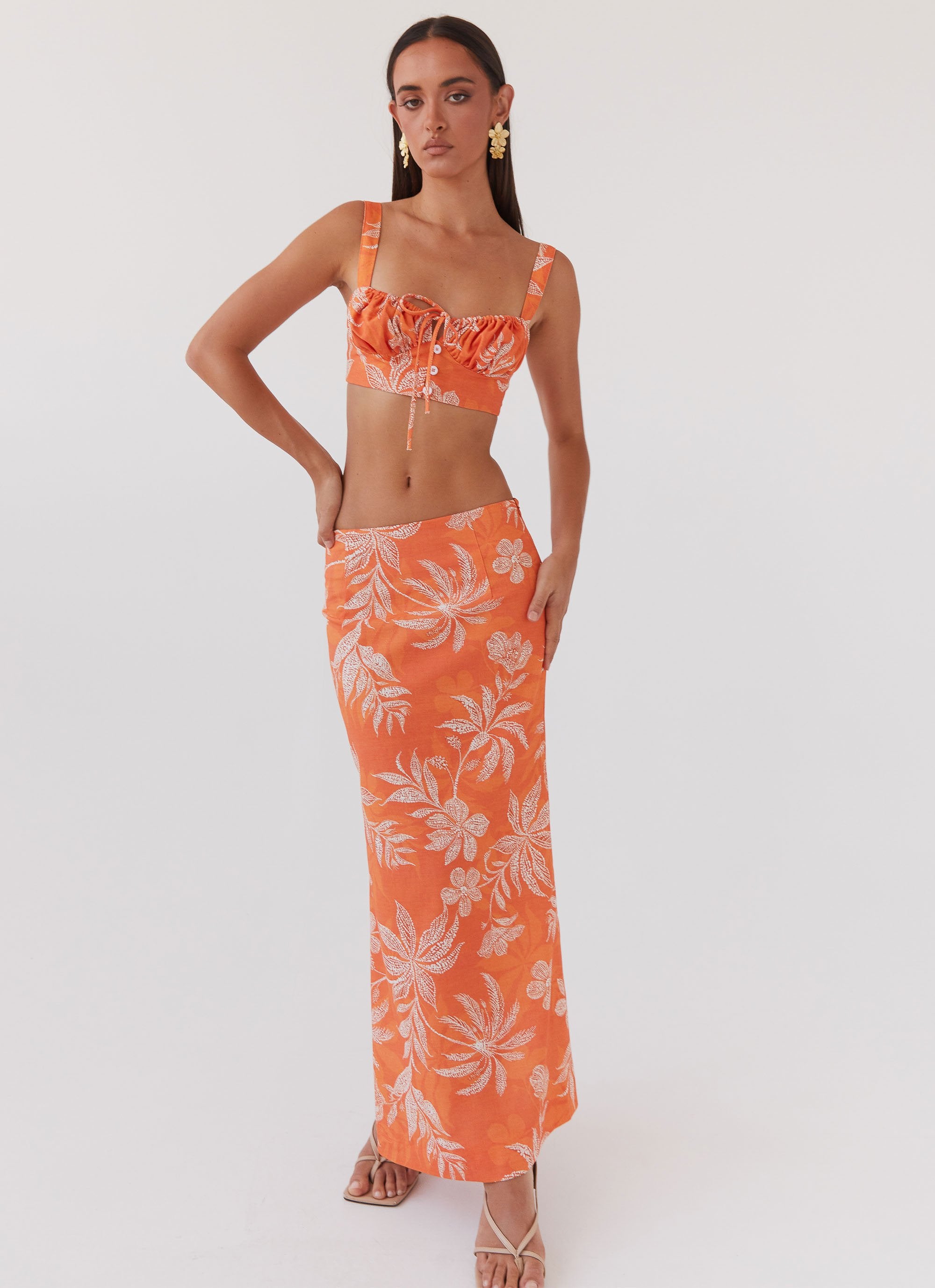 Born For Bordeaux Linen Skirt - Tropic Sunset-Sunny Prom. All rights reserved.
