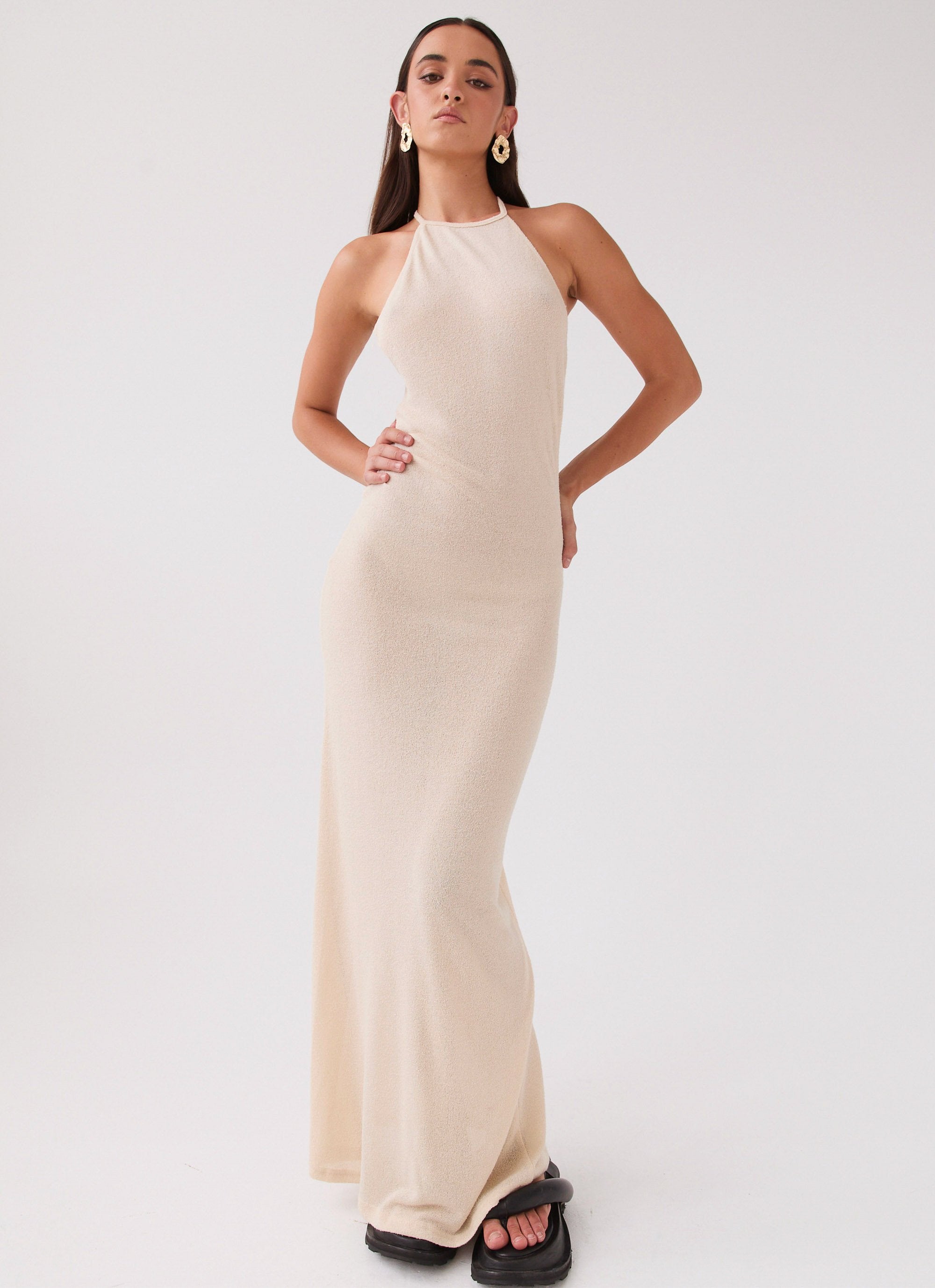 Here With Me Knit Maxi Dress - Sand-Sunny Prom. All rights reserved.