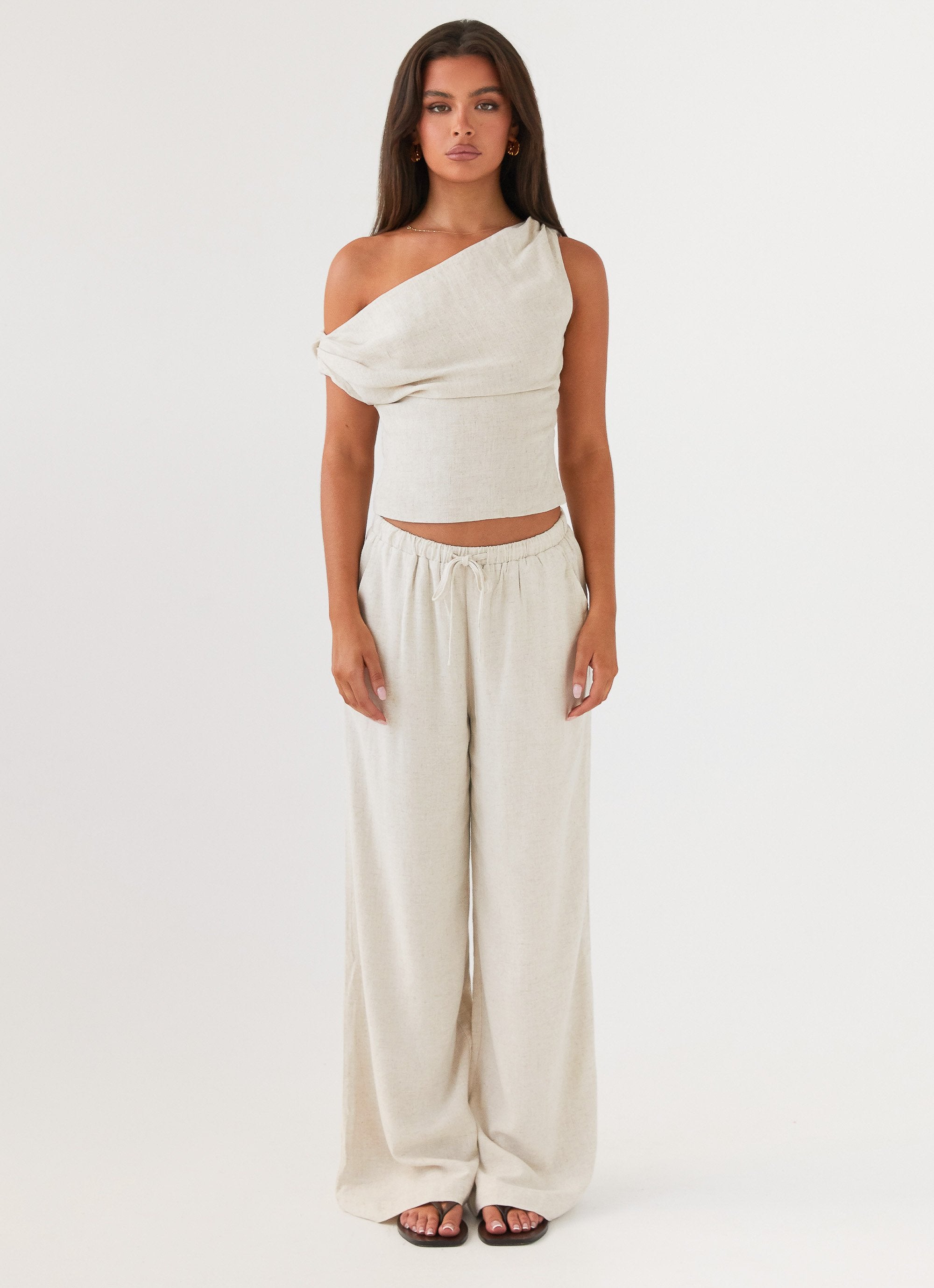 Fresh Face Linen Pants - Oatmeal-Sunny Prom. All rights reserved.