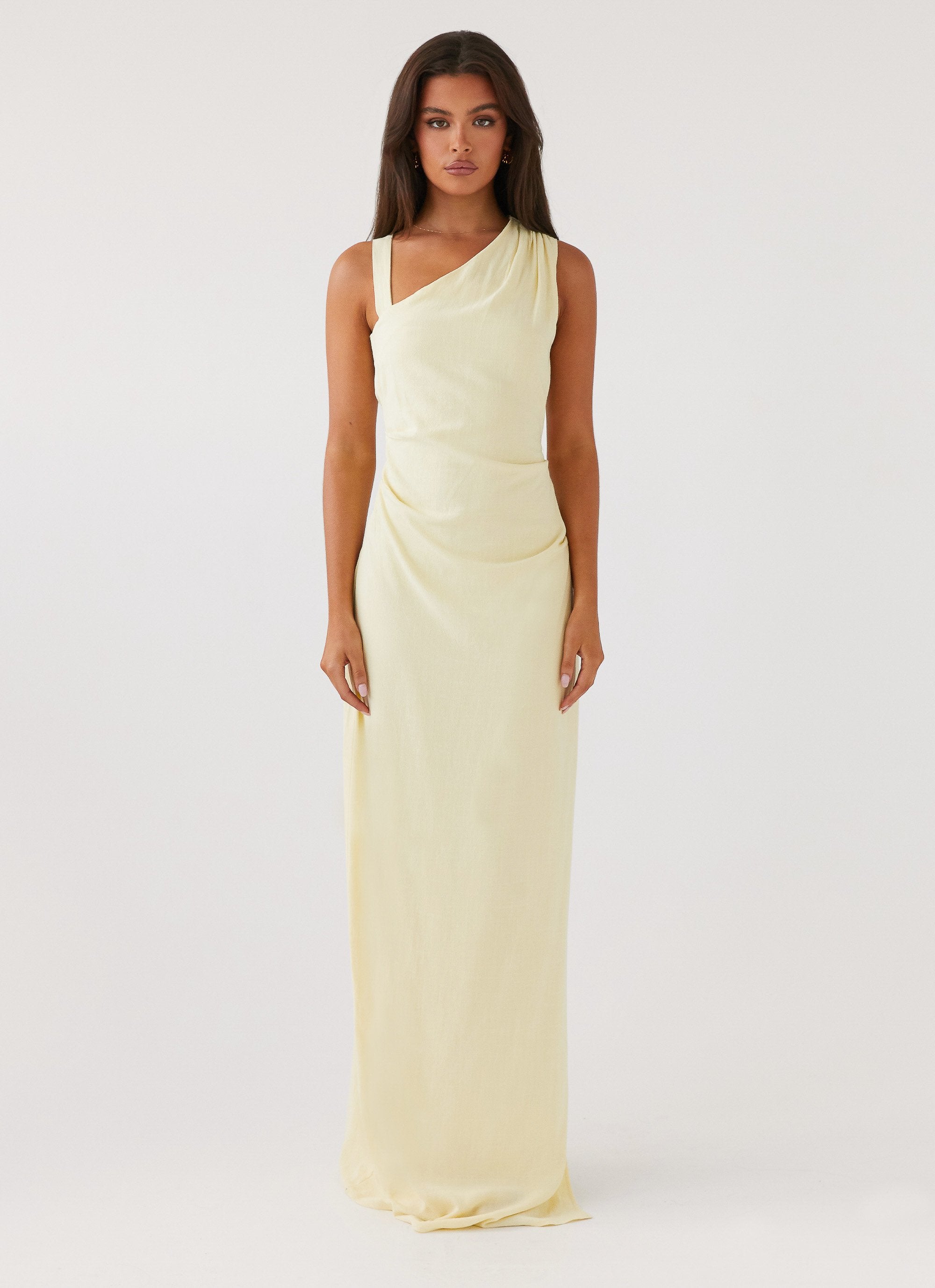 Daffodil Charm Linen Maxi Dress - Sunflower Yellow-Sunny Prom. All rights reserved.