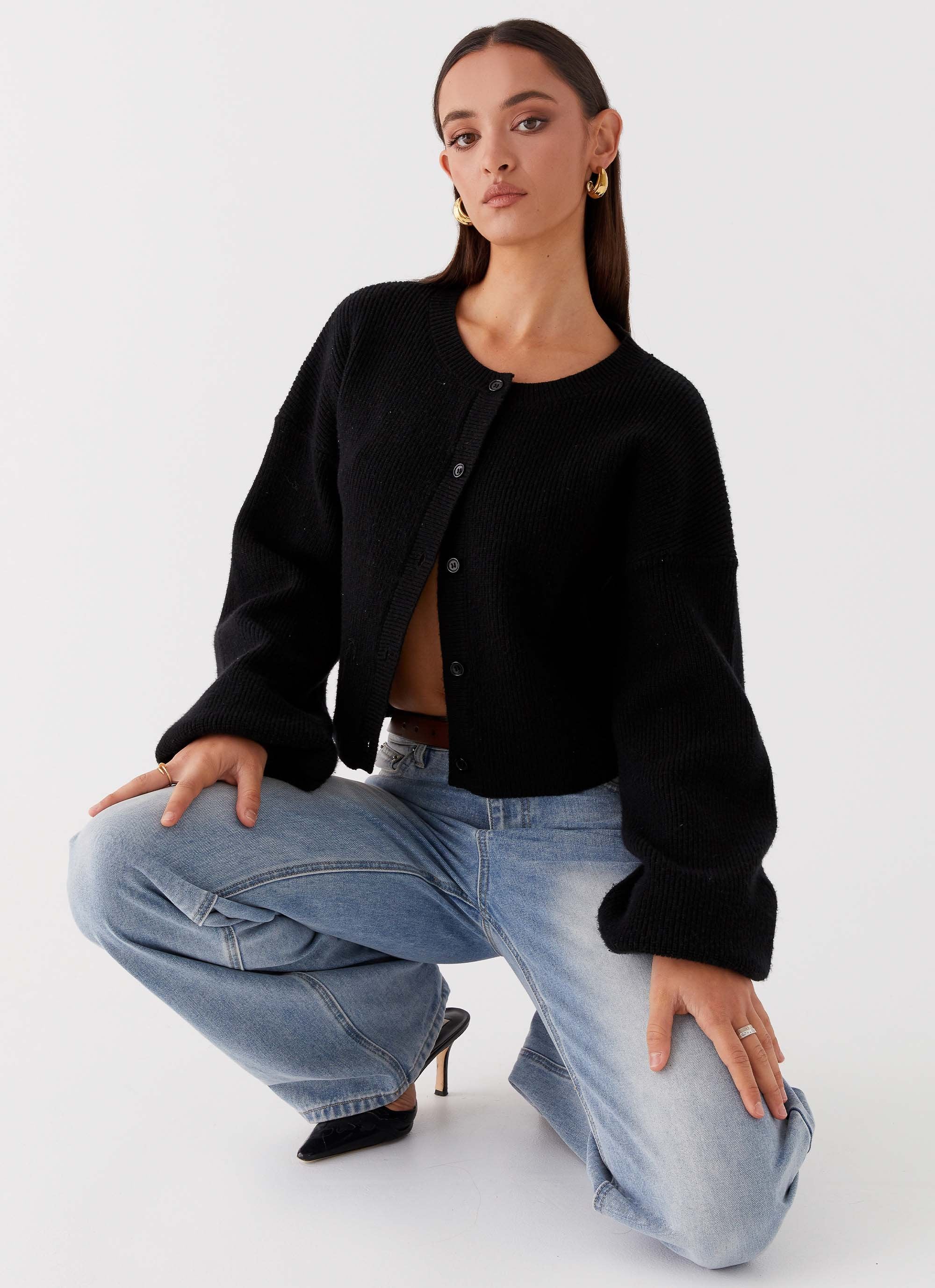 Daphne Knit Cardigan - Black-Sunny Prom. All rights reserved.