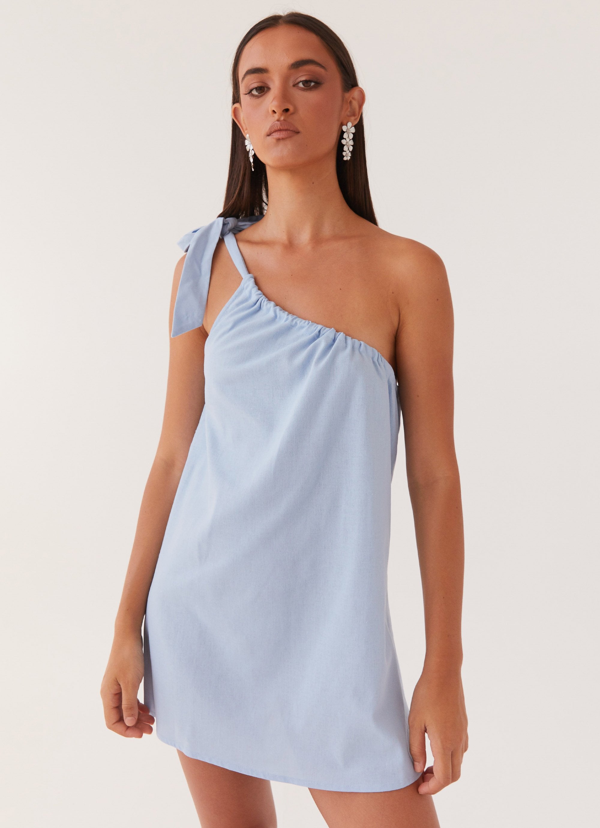 Art Of Waves Linen Mini Dress - Cerulean-Sunny Prom. All rights reserved.