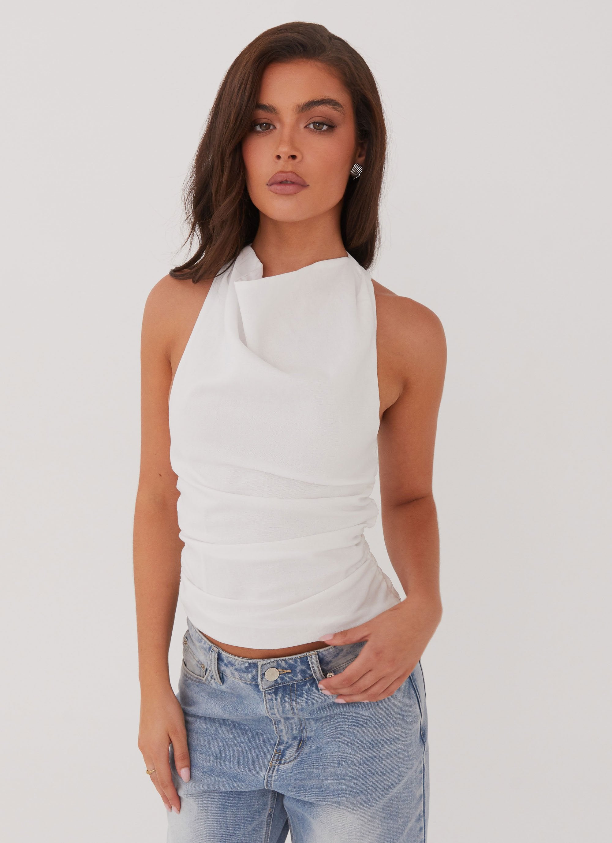 Cloud Whisper Linen Top - White-Sunny Prom. All rights reserved.