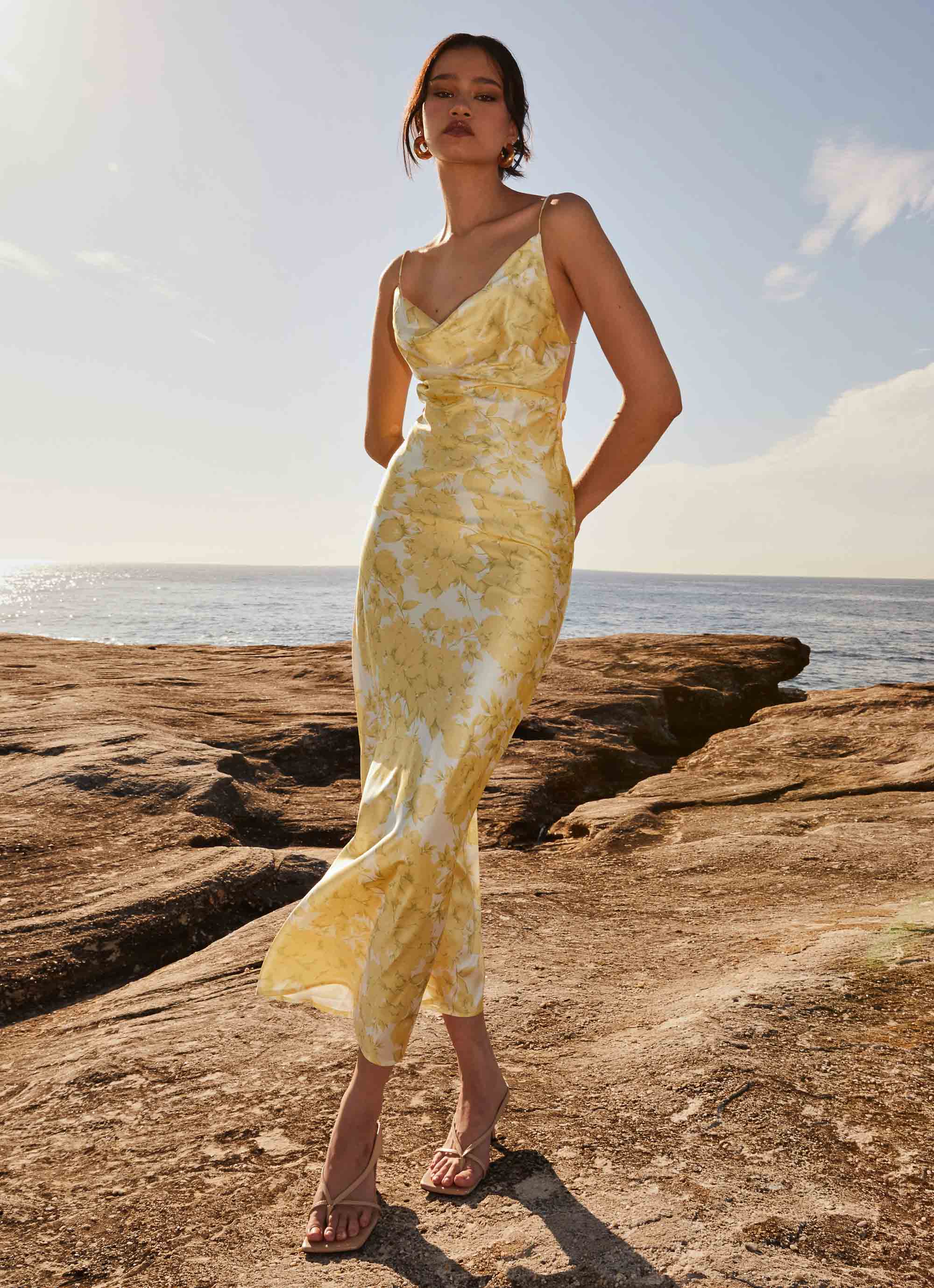 Coastal Escape Satin Maxi Dress - Daffodil-Sunny Prom. All rights reserved.
