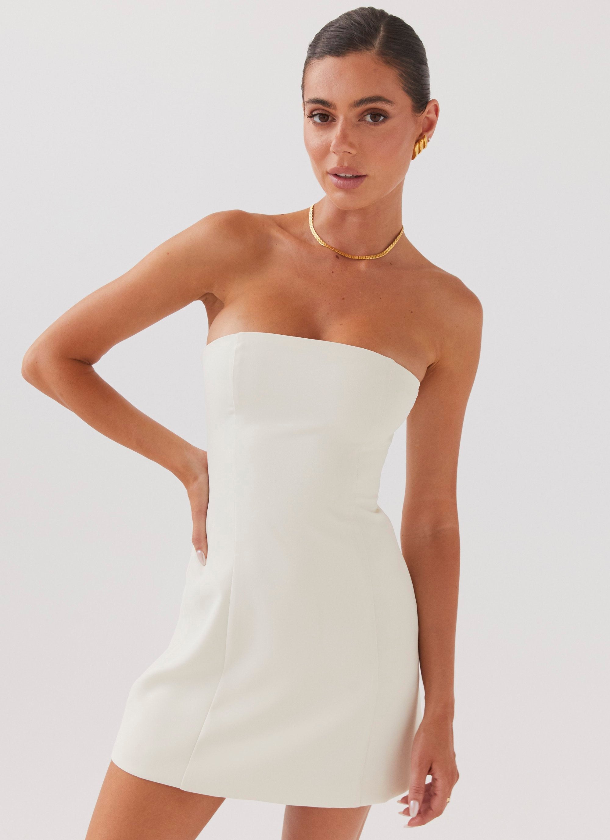 Ayanna Strapless Mini Dress - Ivory-Sunny Prom. All rights reserved.