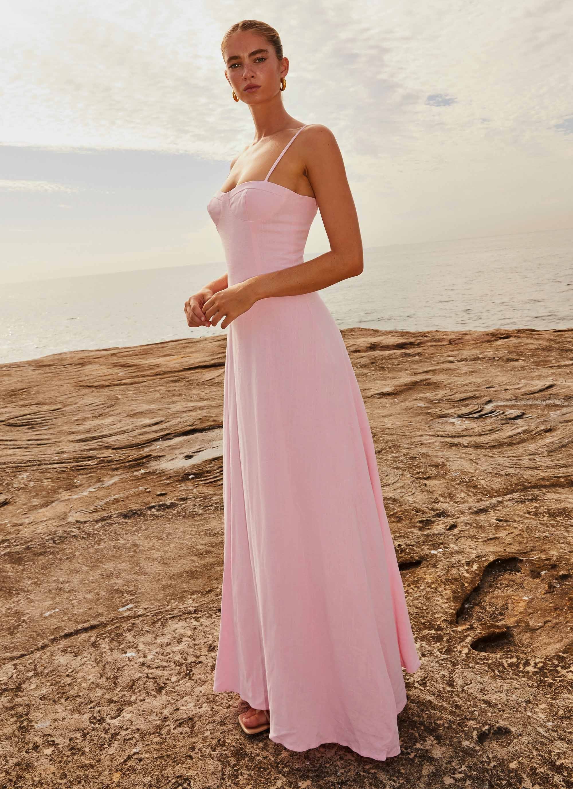 Angelina Linen Maxi Dress - Pink Petal-Sunny Prom. All rights reserved.