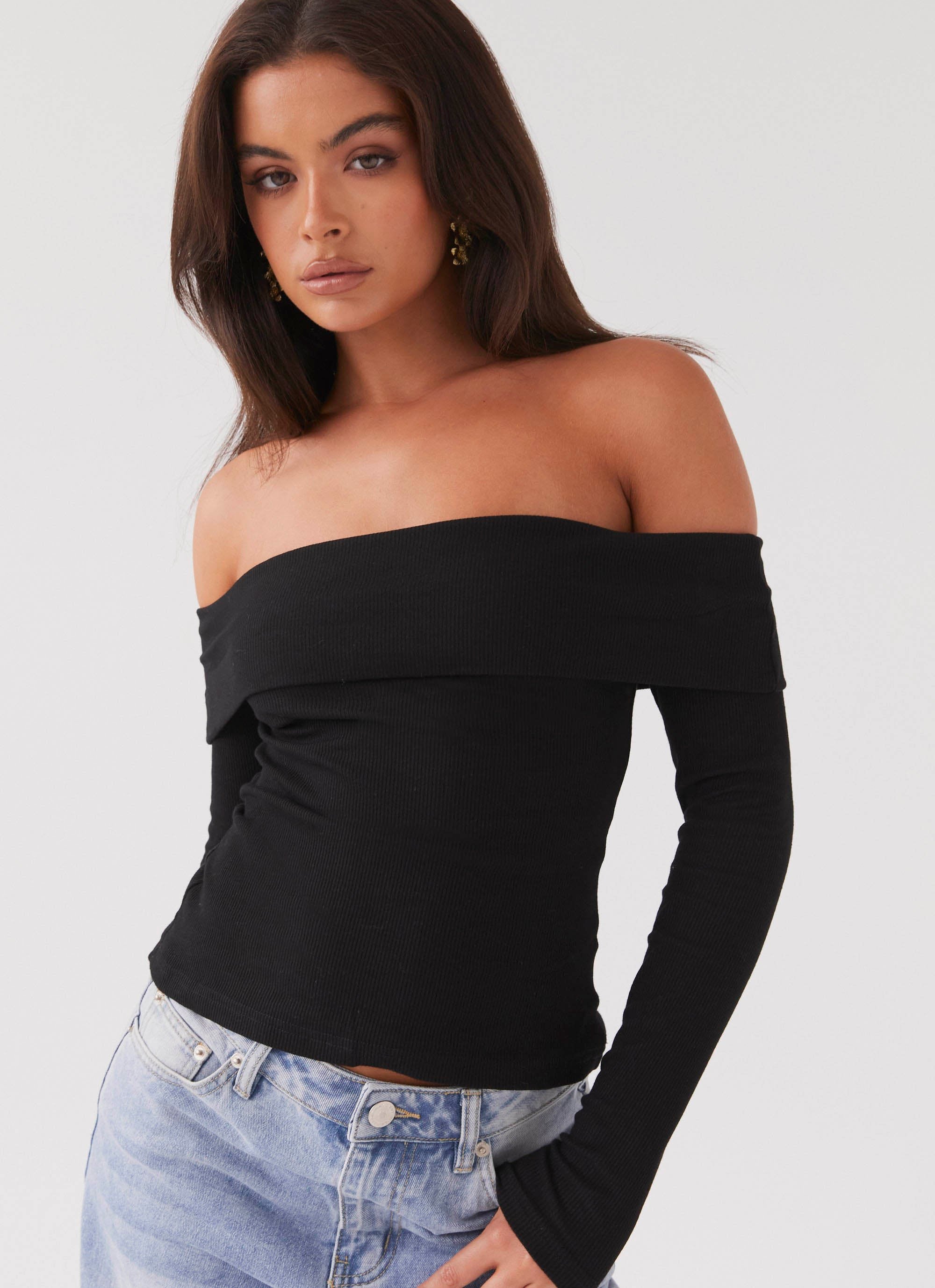 Hayley Long Sleeve Ribbed Top - Black-Sunny Prom. All rights reserved.