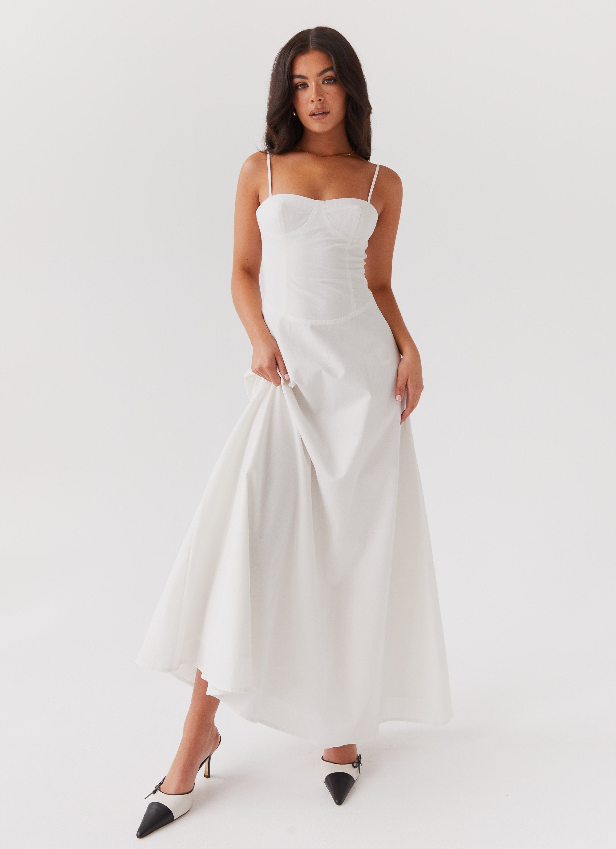 Angelina Linen Maxi Dress - White-Sunny Prom. All rights reserved.