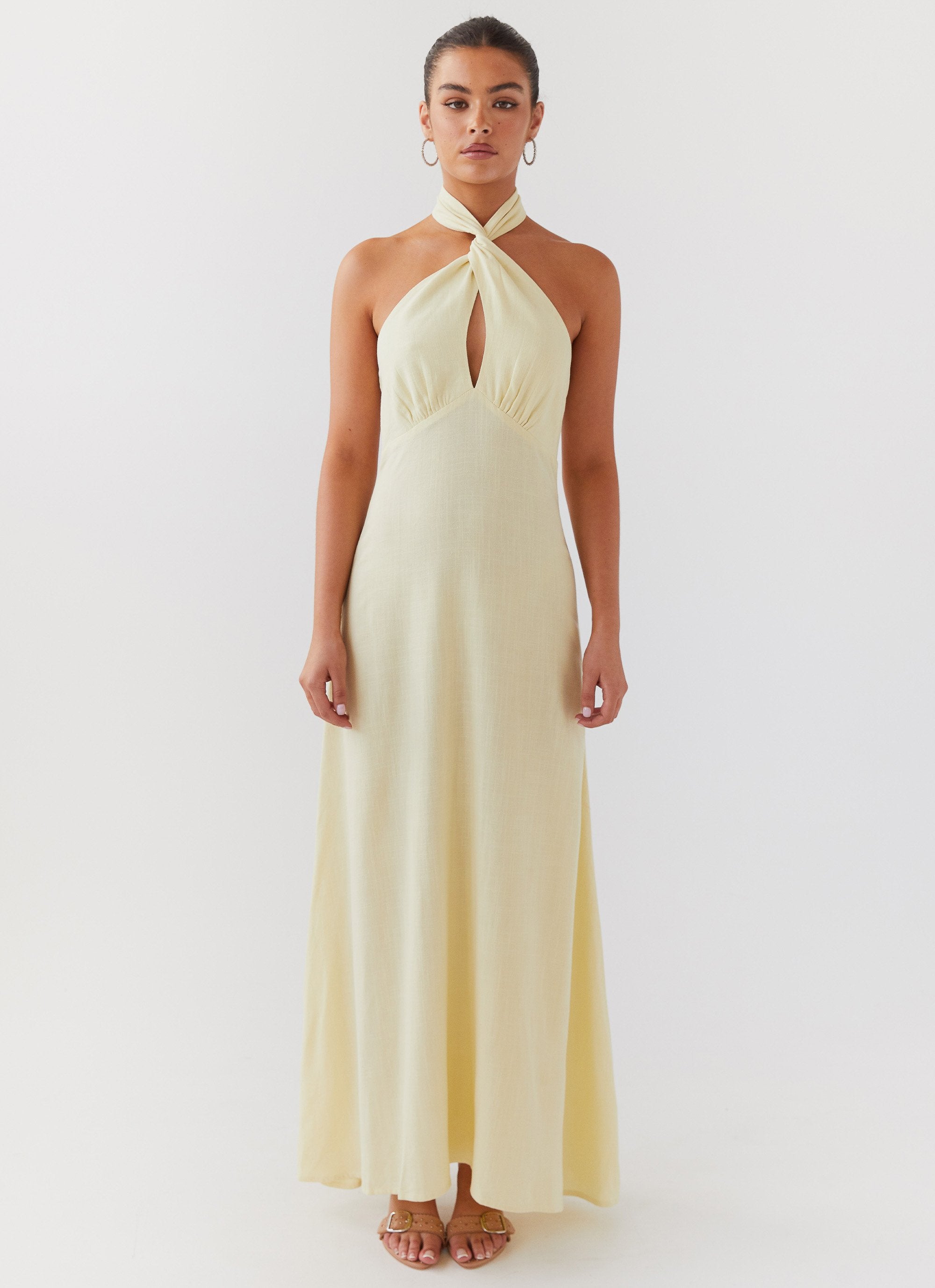 Adrienne Linen Maxi Dress - Lemon-Sunny Prom. All rights reserved.
