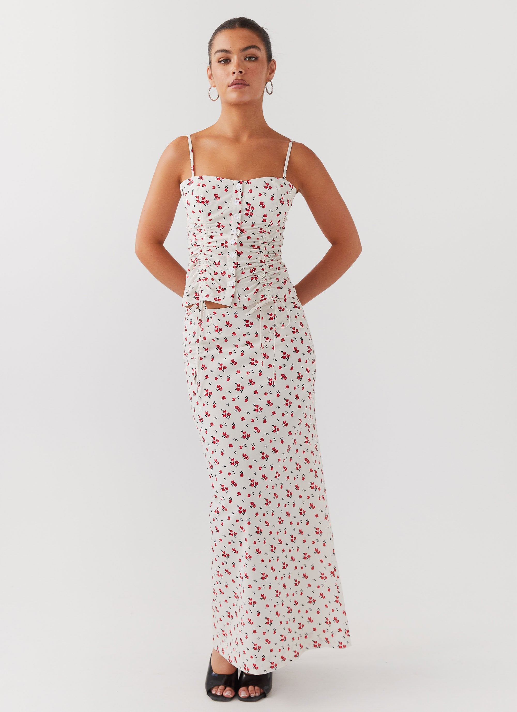 Ariana Linen Maxi Skirt - Poppy Floral-Sunny Prom. All rights reserved.