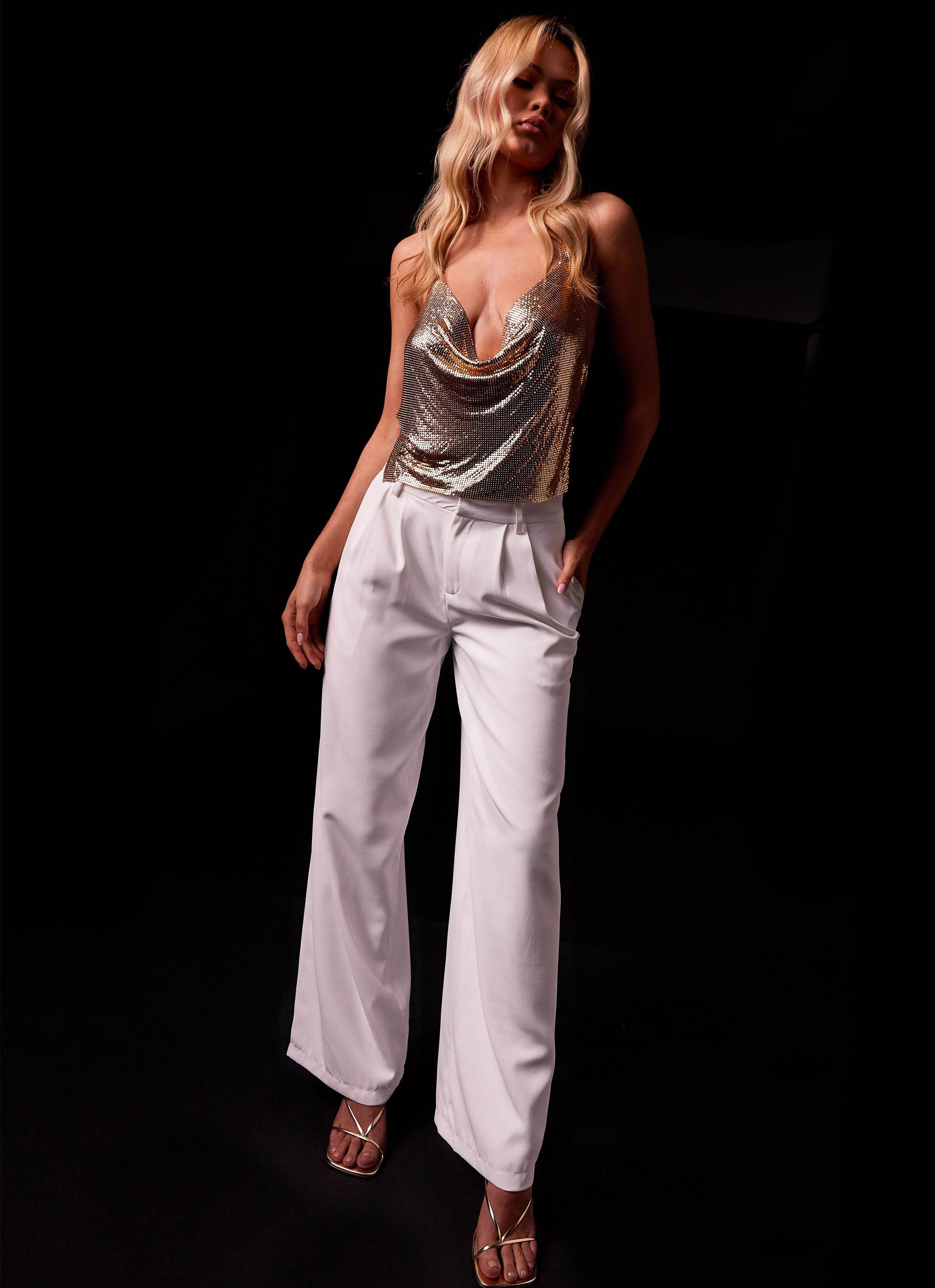 Thalia Suit Pants - White-Sunny Prom. All rights reserved.