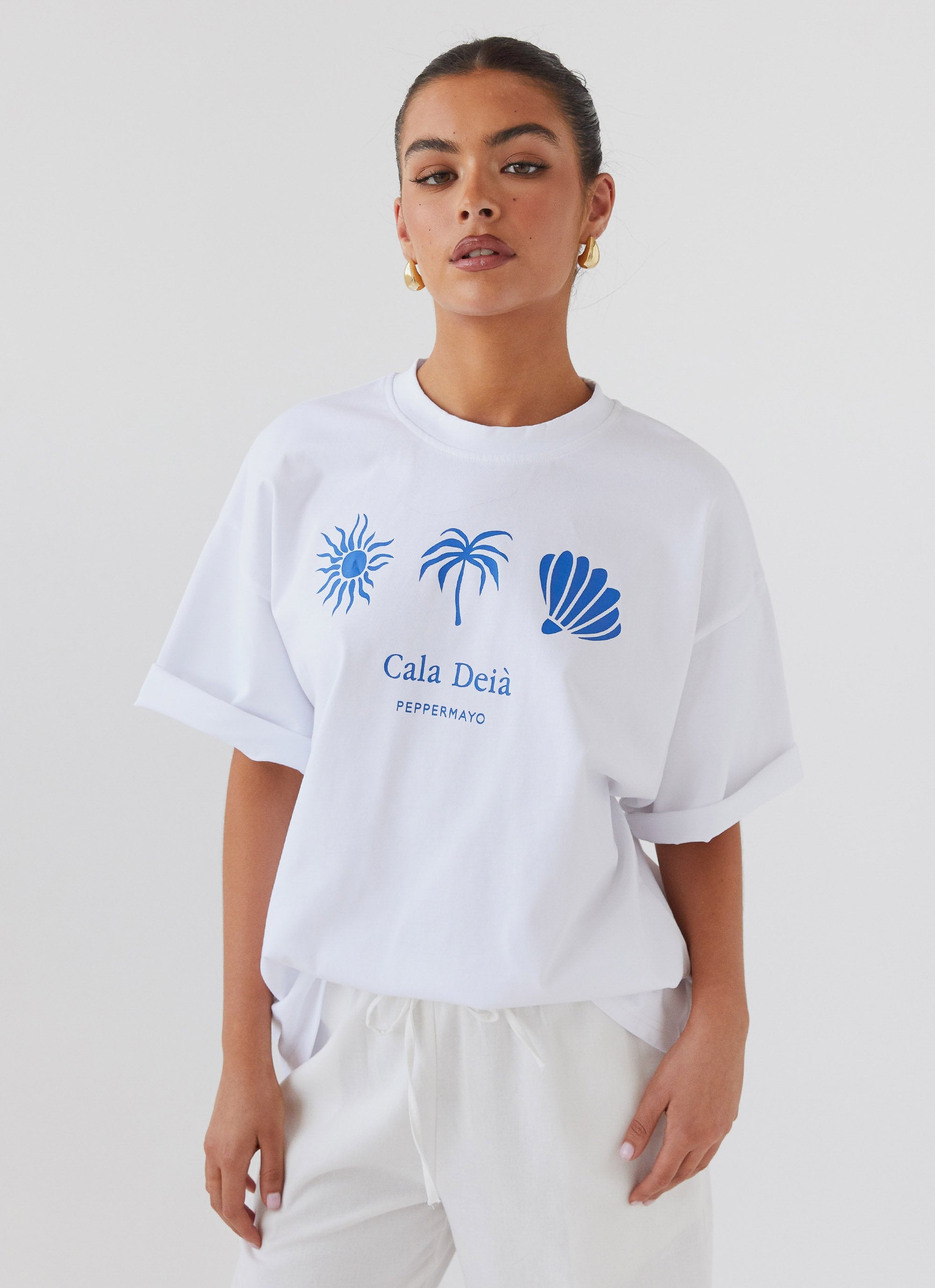 Breezy Bliss Oversized Graphic Tee - Cala Deia-Sunny Prom. All rights reserved.