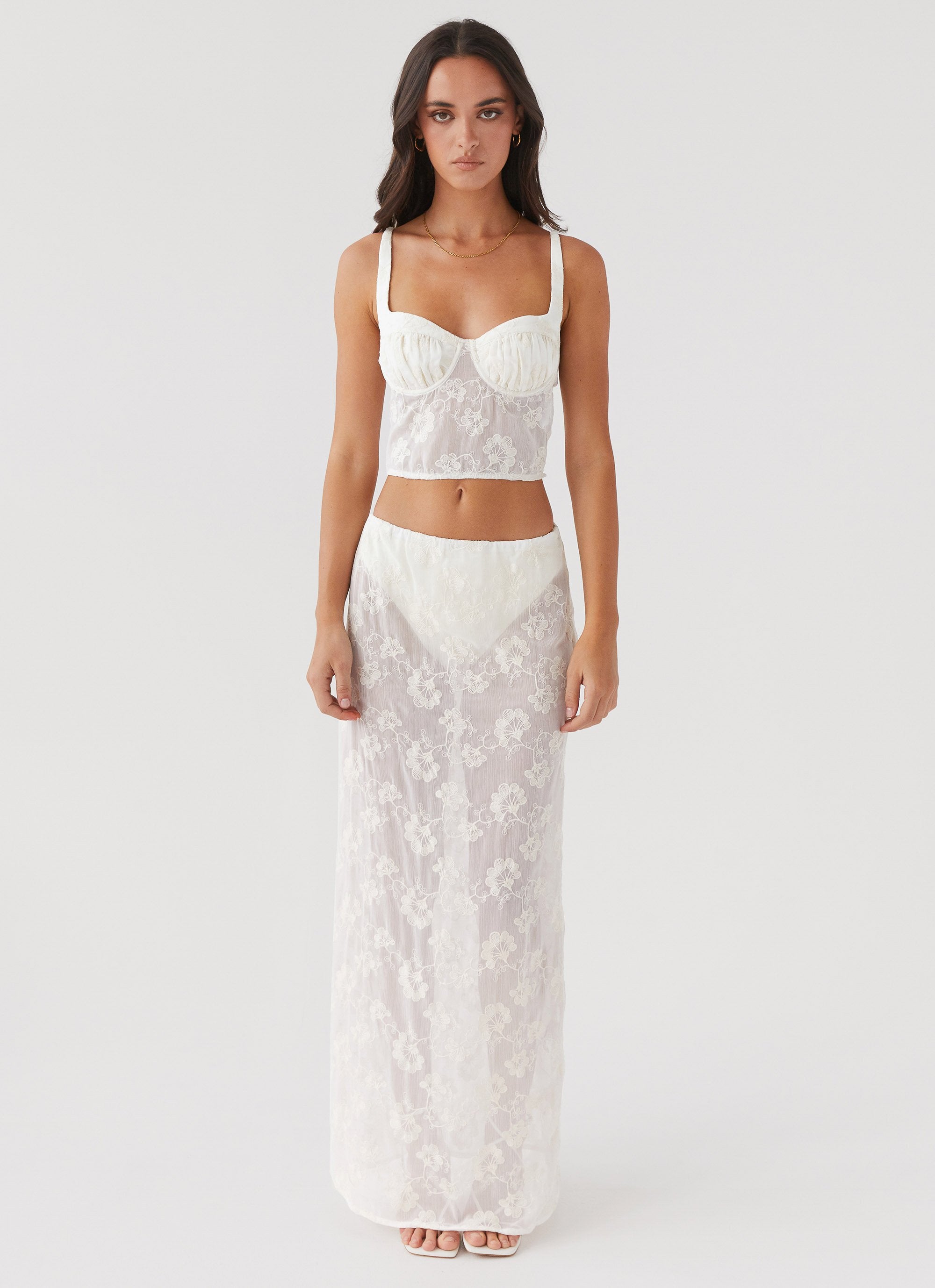 In The Clouds Maxi Skirt - Ivory Petal-Sunny Prom. All rights reserved.