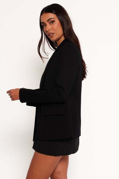Ronny Open Front Knit Blazer - Black-Sunny Prom