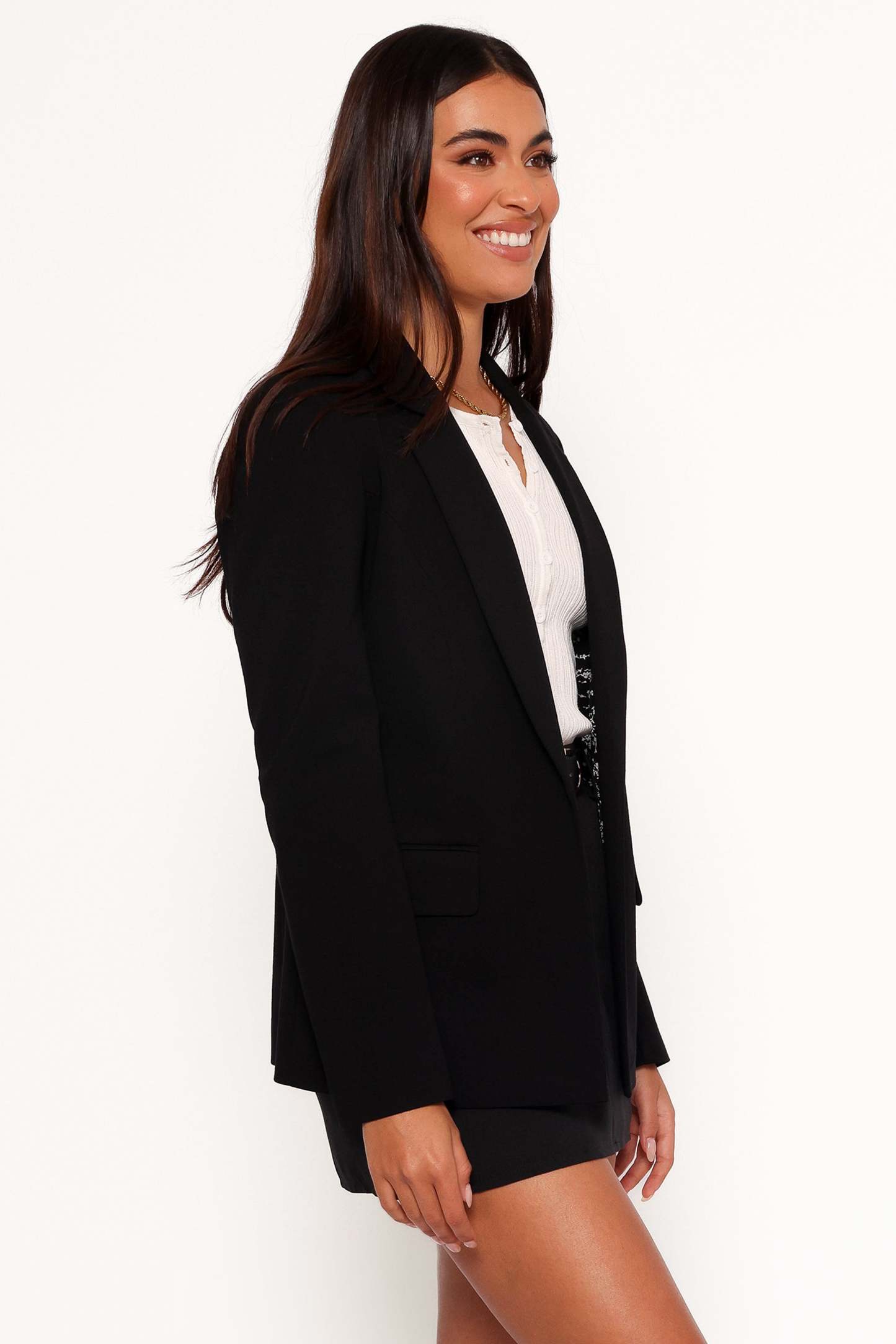 Ronny Open Front Knit Blazer - Black-Sunny Prom
