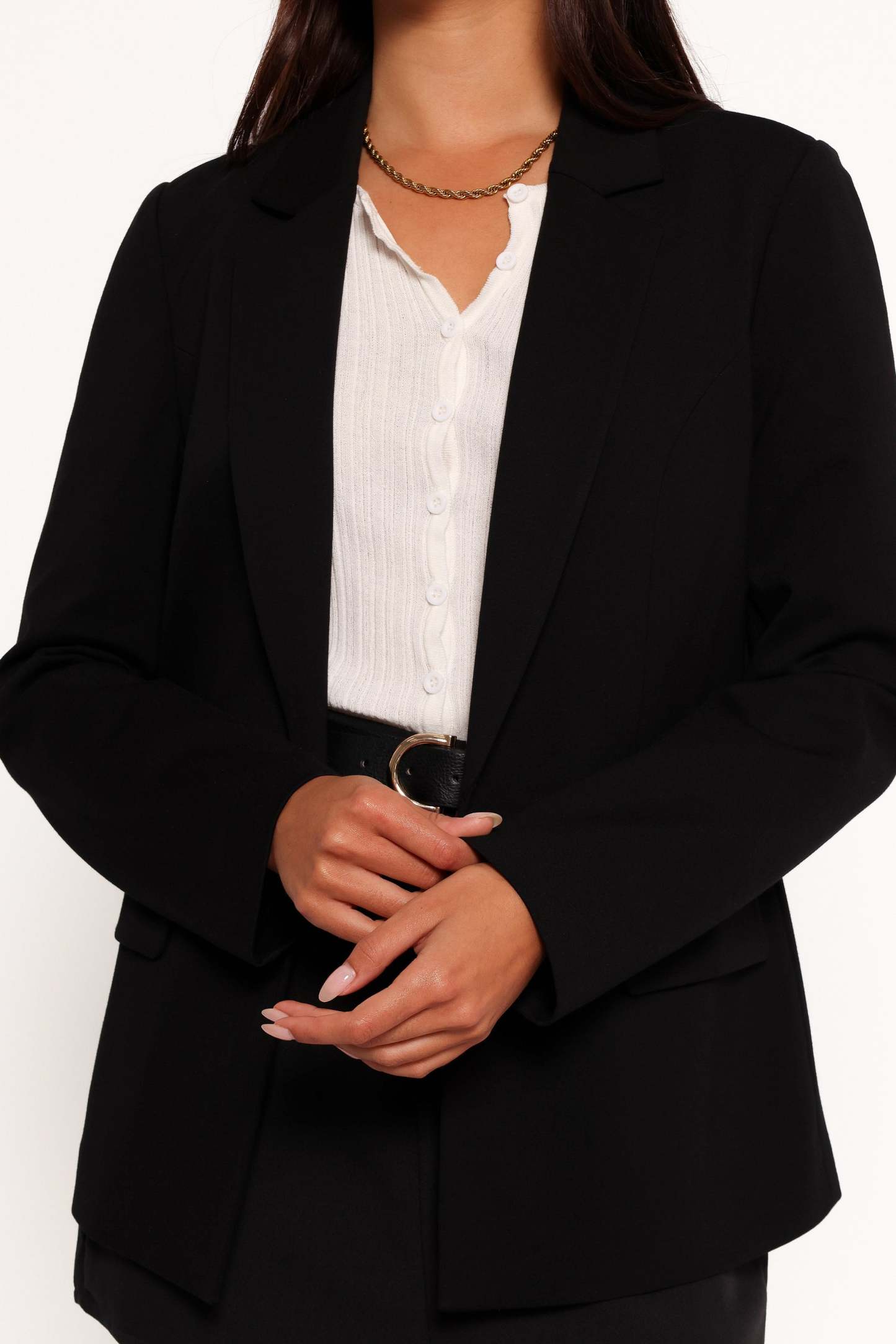 Ronny Open Front Knit Blazer - Black-Sunny Prom